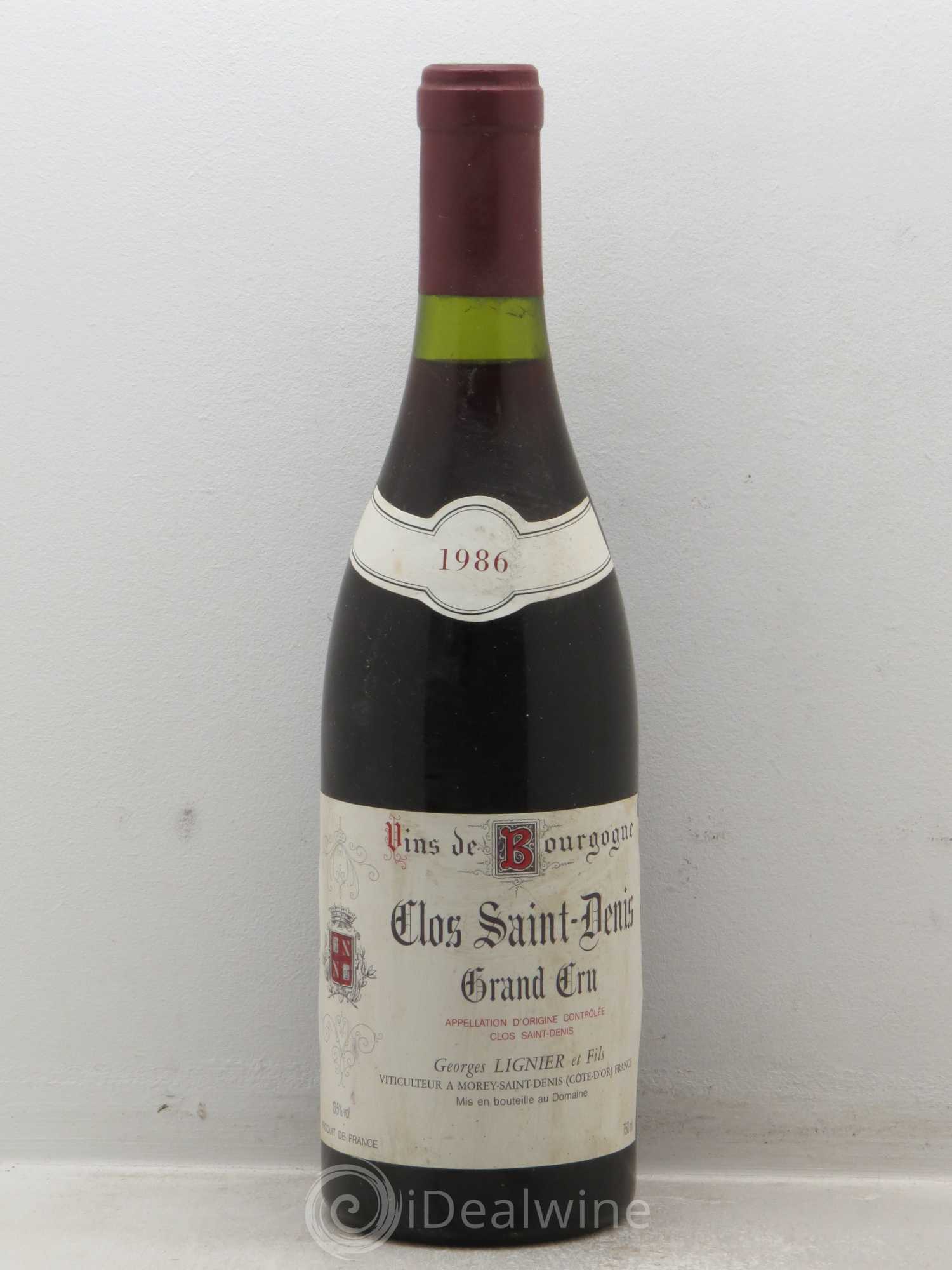 Clos Saint-Denis Grand Cru Georges Lignier (sans prix de réserve) 1986 - Posten von 1 Flasche - 0