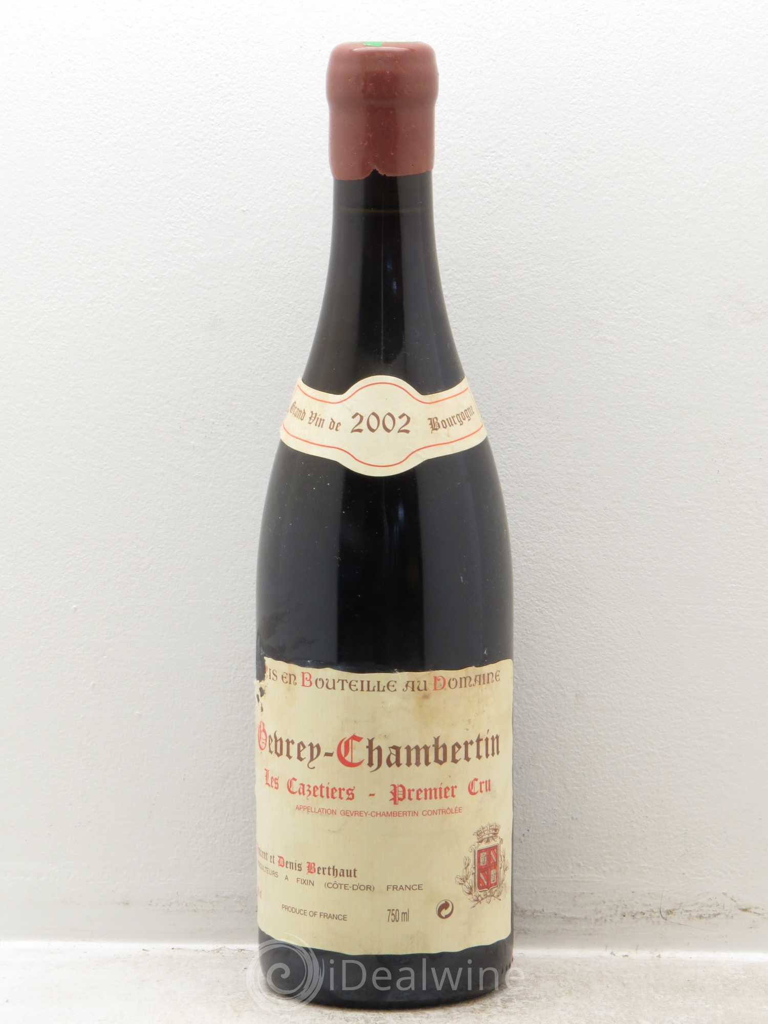 Gevrey-Chambertin 1er Cru Vincent et Denis Berthaut (sans prix de réserve) 2002 - Posten von 1 Flasche - 0