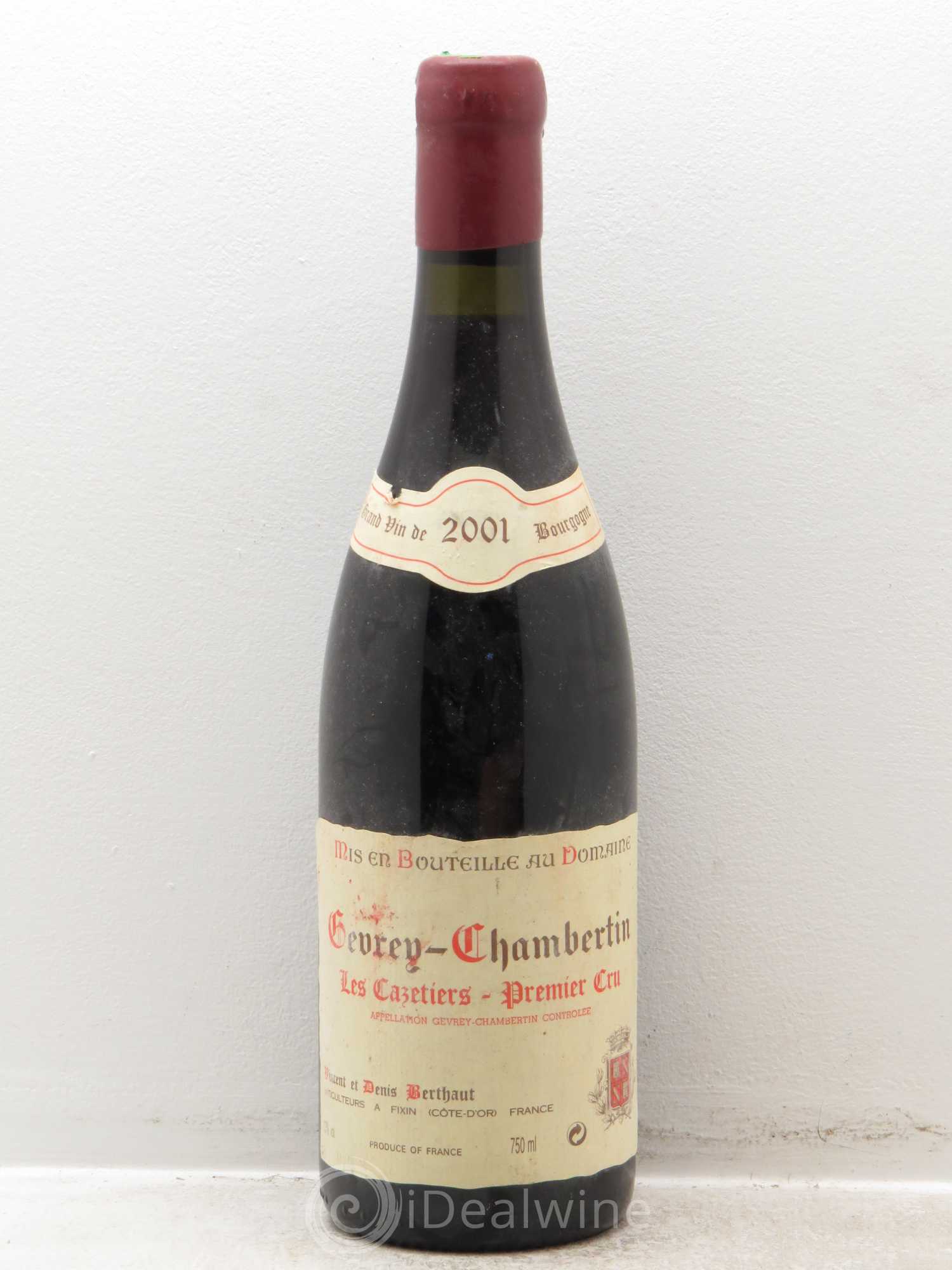 Gevrey-Chambertin 1er Cru Vincent et Denis Berthaut (sans prix de réserve) 2001 - Posten von 1 Flasche - 0