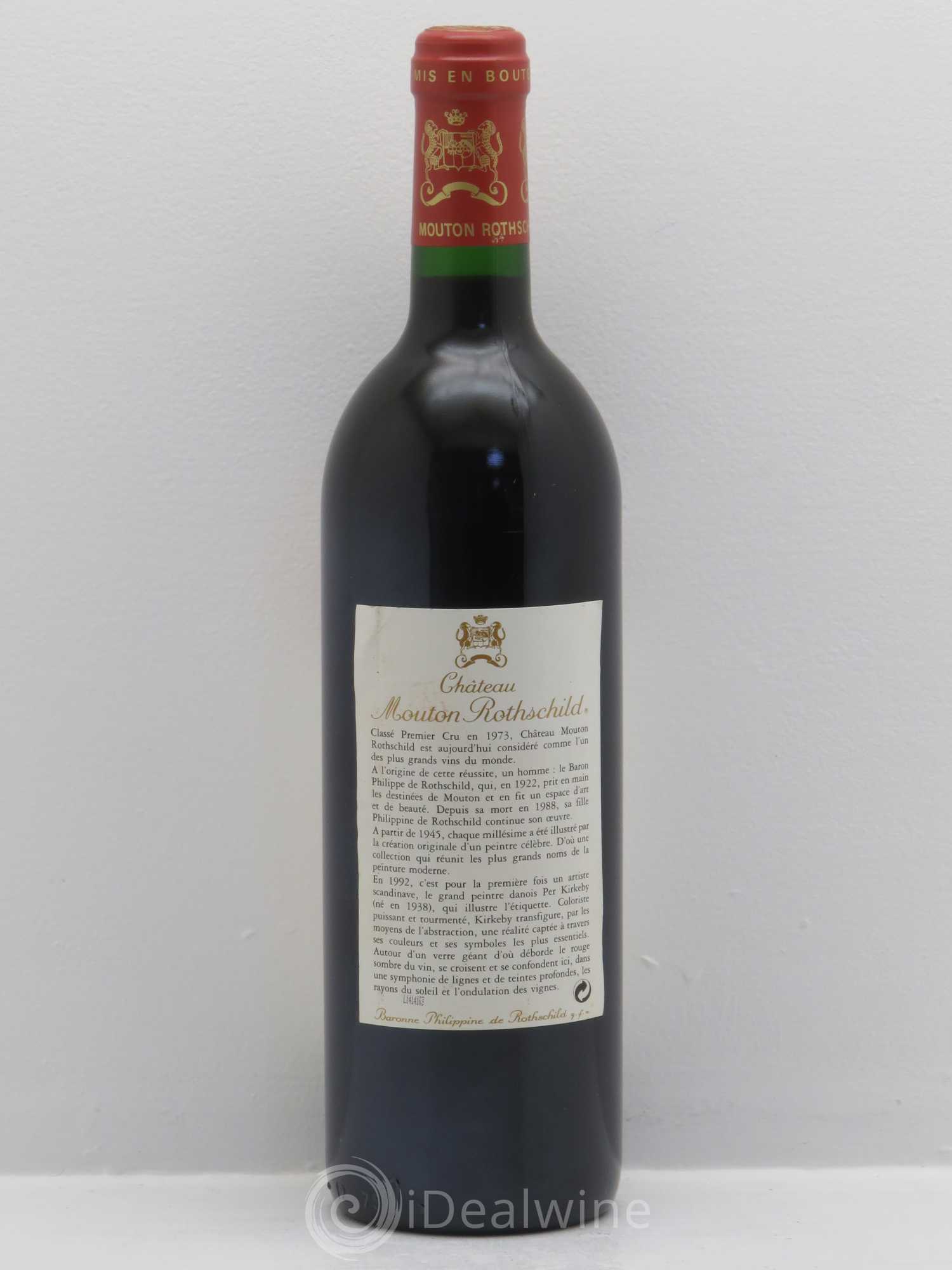Château Mouton Rothschild 1er Grand Cru Classé (sans prix de réserve) 1992 - Lot de 1 bouteille - 1