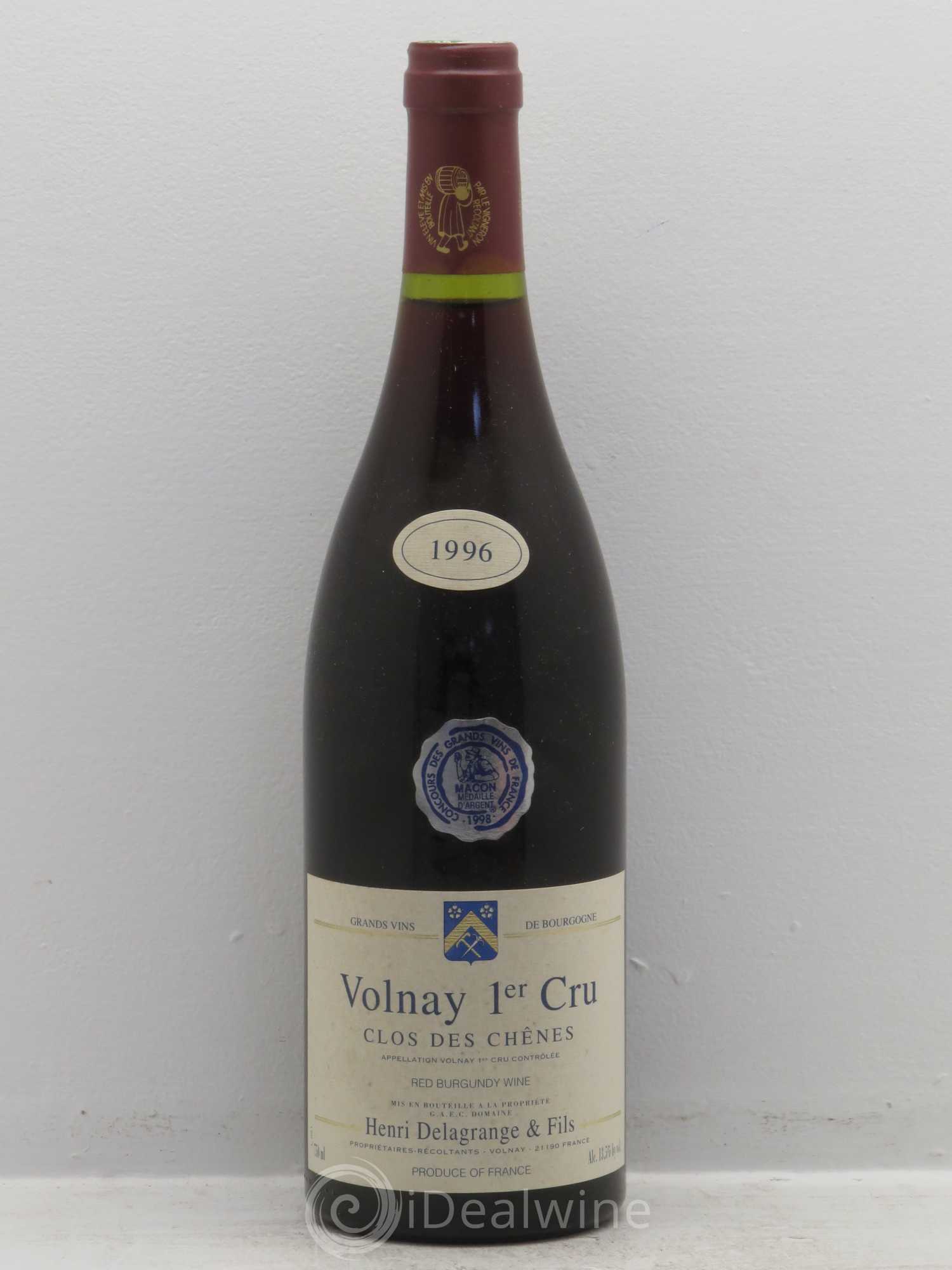 Volnay 1er Cru Domaine Delagrange Clos des Chênes (sans prix de réserve) 1996 - Posten von 1 Flasche - 0