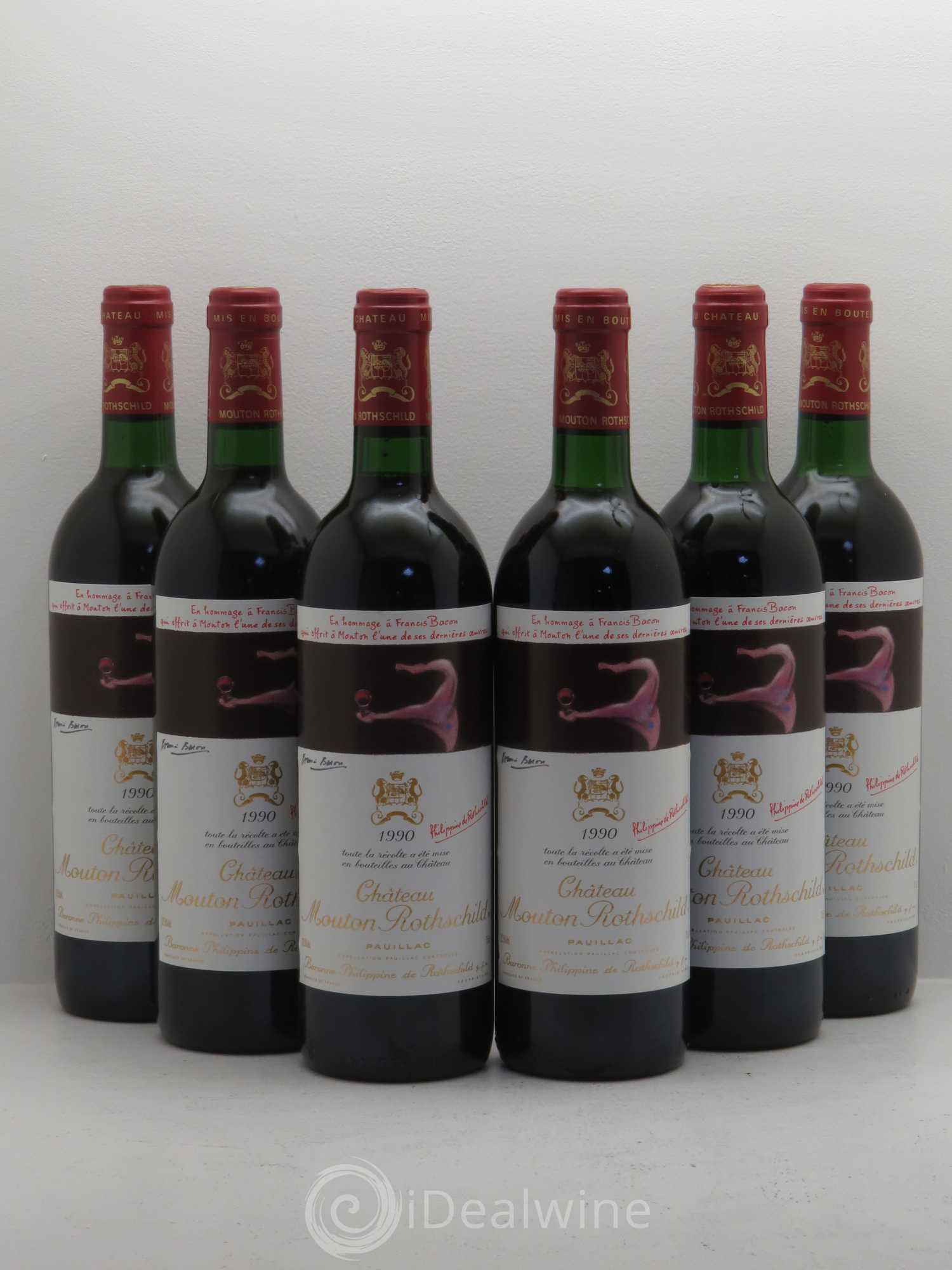 Château Mouton Rothschild 1er Grand Cru Classé 1990 - Lot de 6 bouteilles - 0