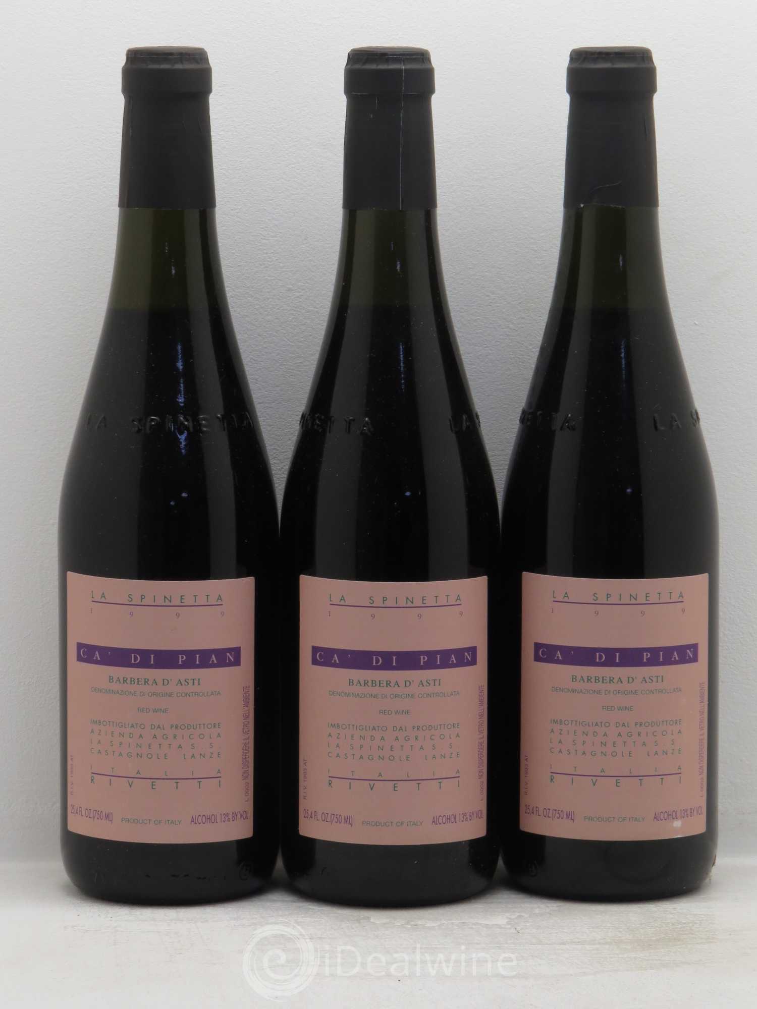 Italie Barbera d'Asti Ca di Pian La Spinetta (sans prix de réserve) 1999 - Posten von 3 Flaschen - 0