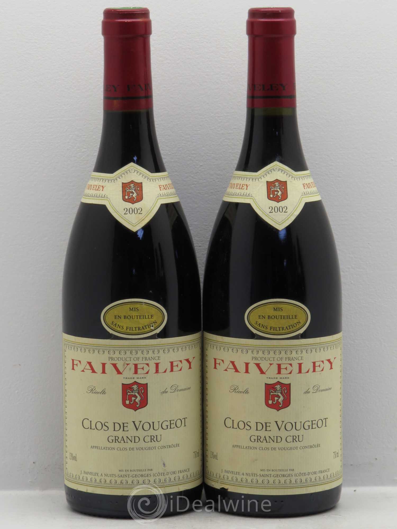 Clos de Vougeot Grand Cru Faiveley (sans prix de réserve) 2002 - Lot de 2 bouteilles - 0