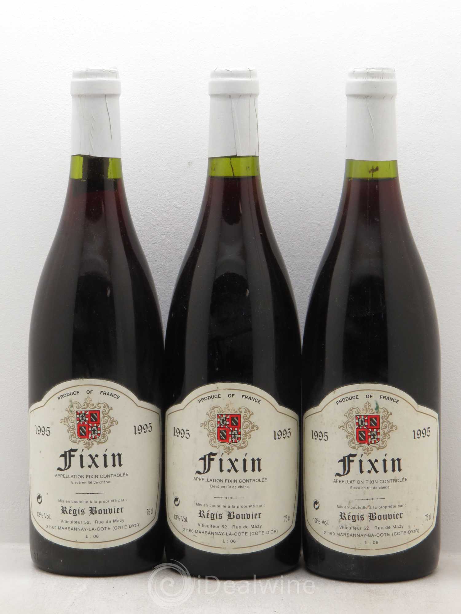 Fixin Régis Bouvier (sans prix de réserve) 1995 - Posten von 3 Flaschen - 0