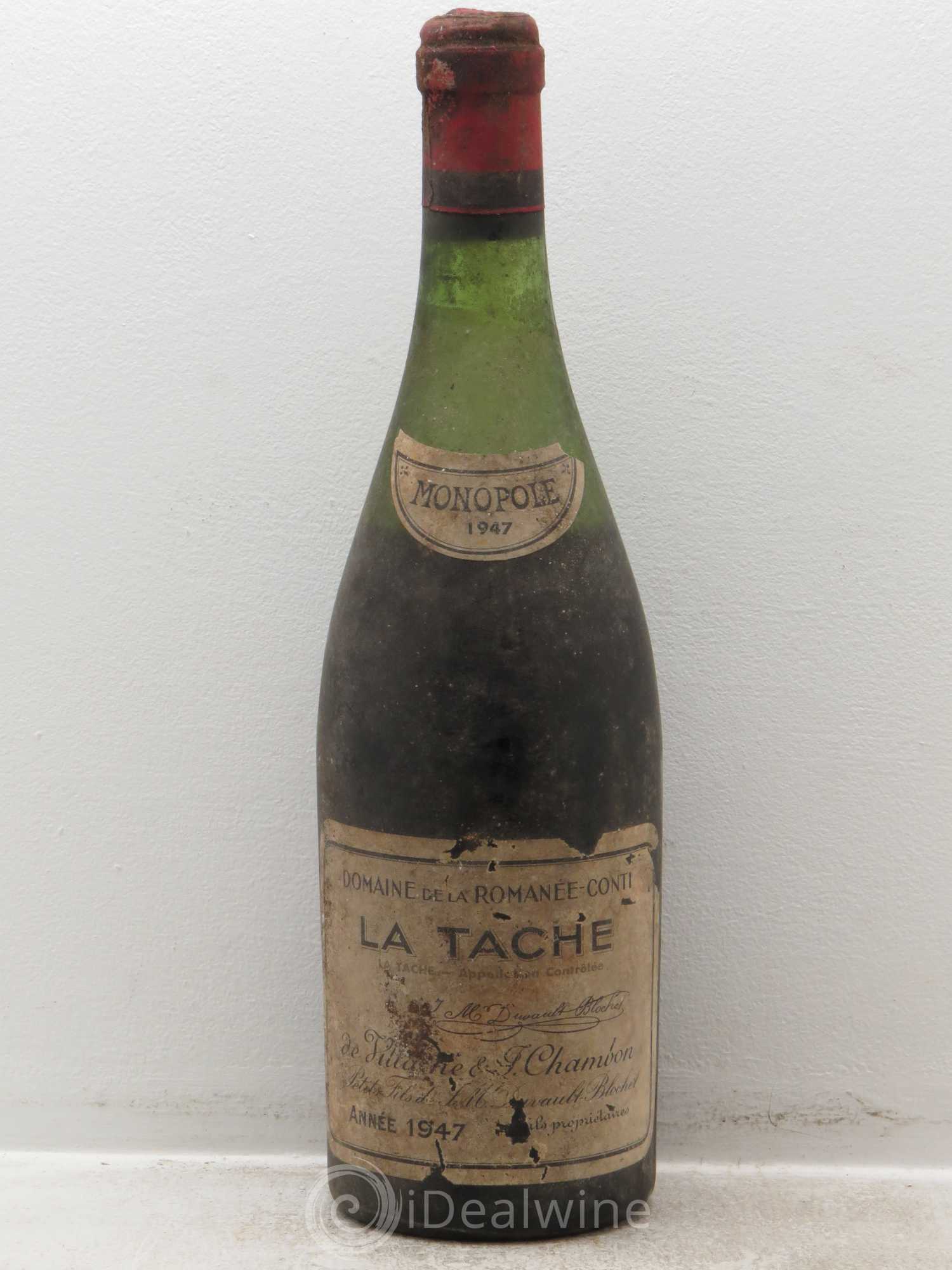 La Tâche Grand Cru Domaine de la Romanée-Conti 1947 - Lot de 1 bouteille - 0