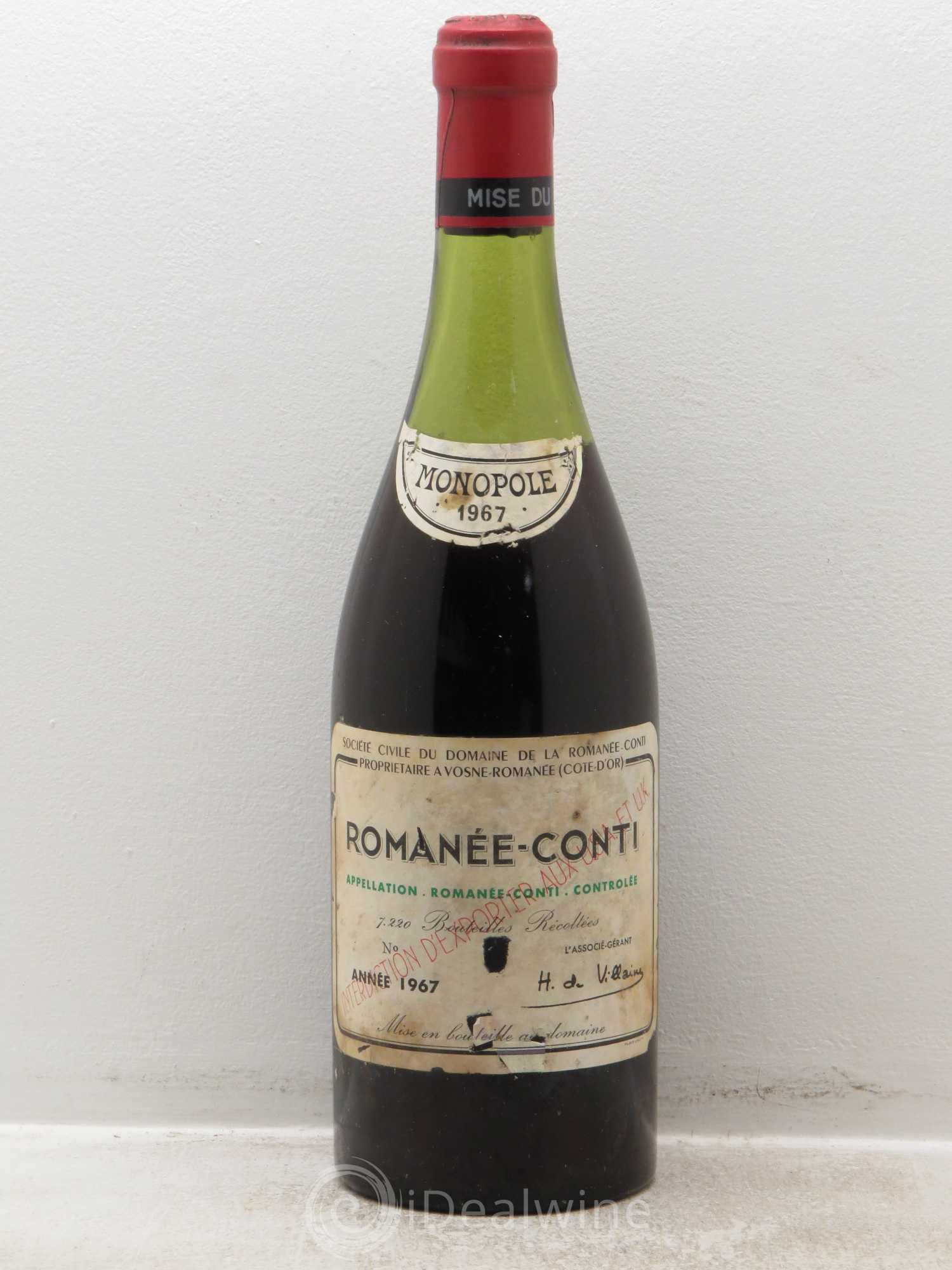 Romanée-Conti Grand Cru Domaine de la Romanée-Conti 1967 - Lot de 1 bouteille - 0