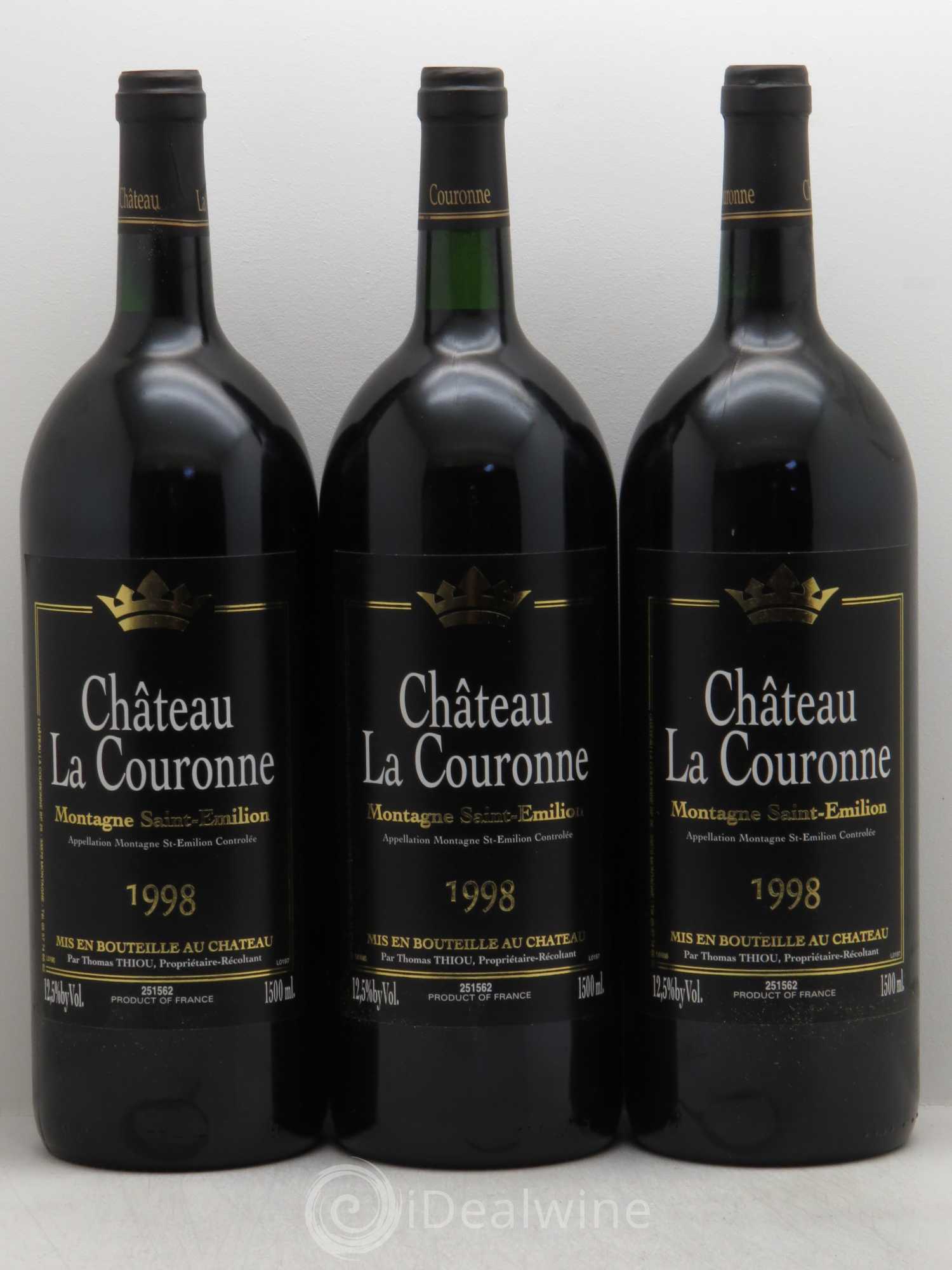 Château la Couronne (sans prix de réserve) 1998 - Lot de 3 magnums - 0