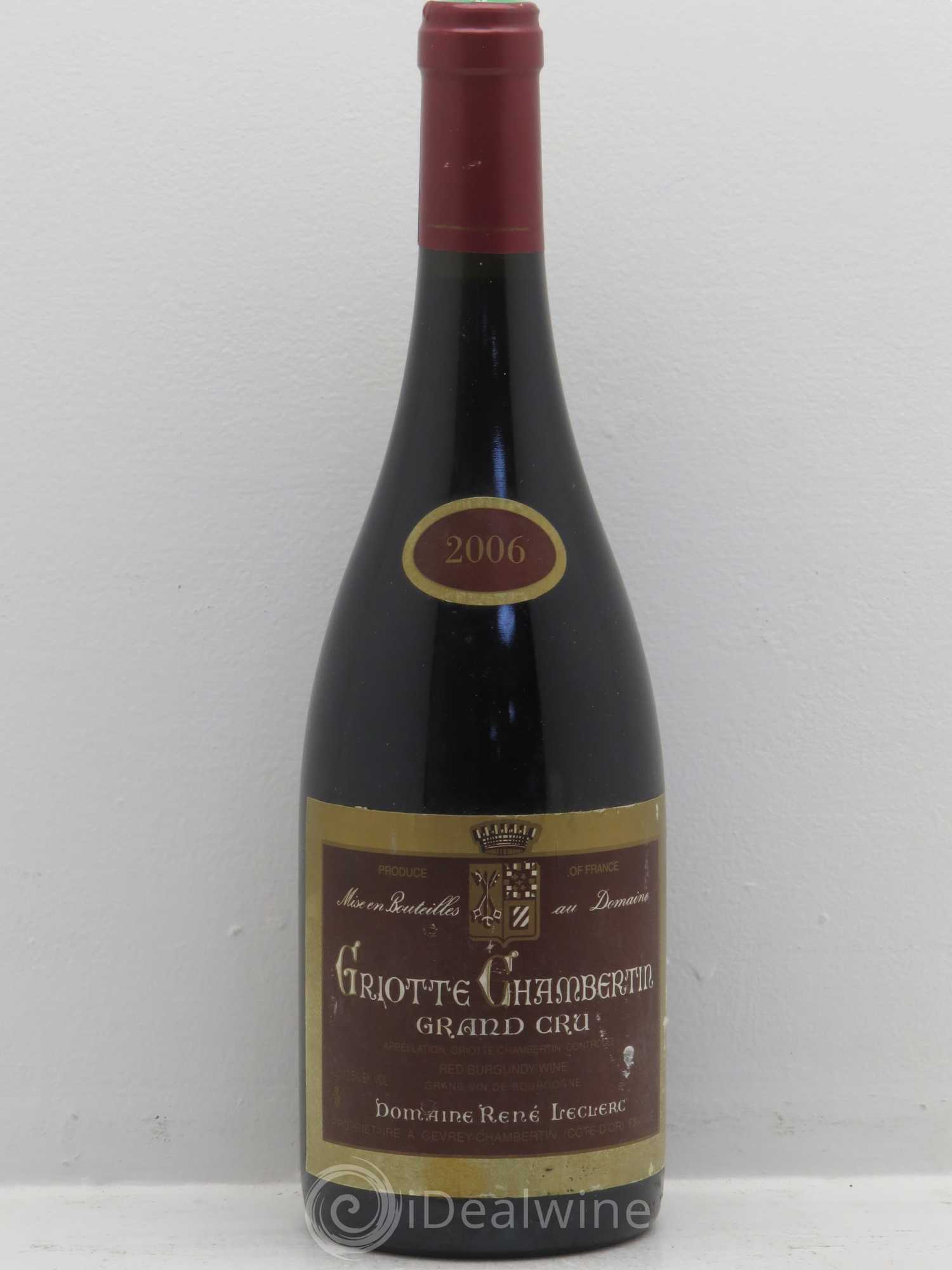 Griotte-Chambertin Grand Cru Domaine René Leclerc (sans prix de réserve) 2006 - Lot de 1 bouteille - 0