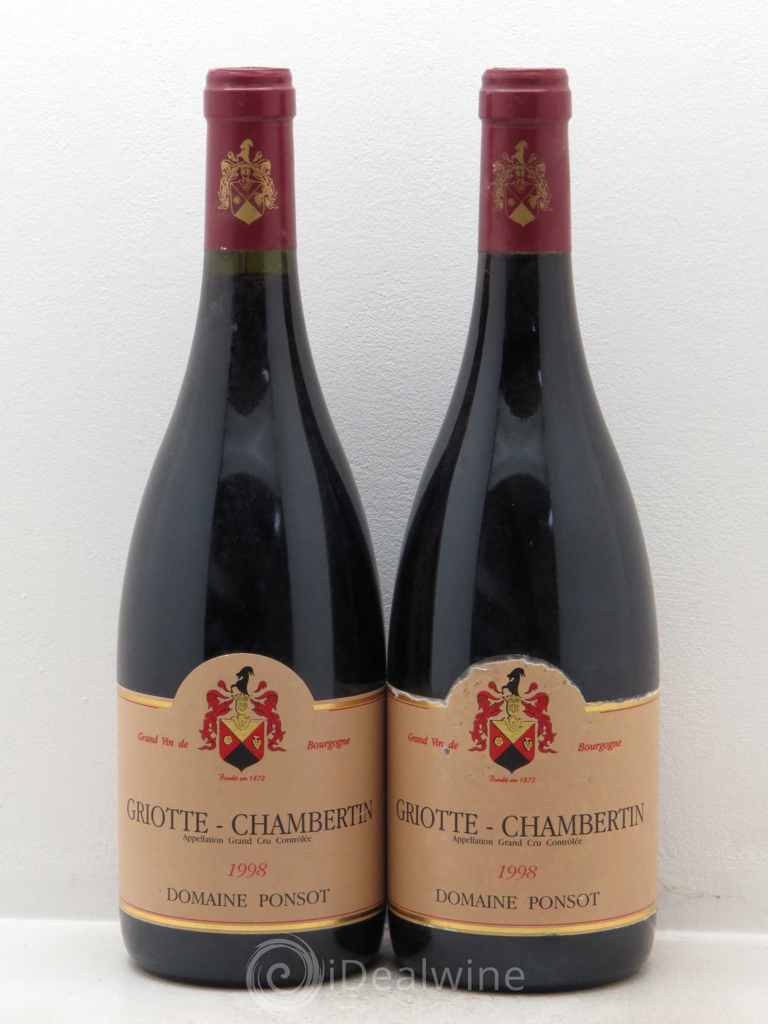 Griotte-Chambertin Grand Cru Ponsot (Domaine) 1998 - Lot de 2 bouteilles - 0