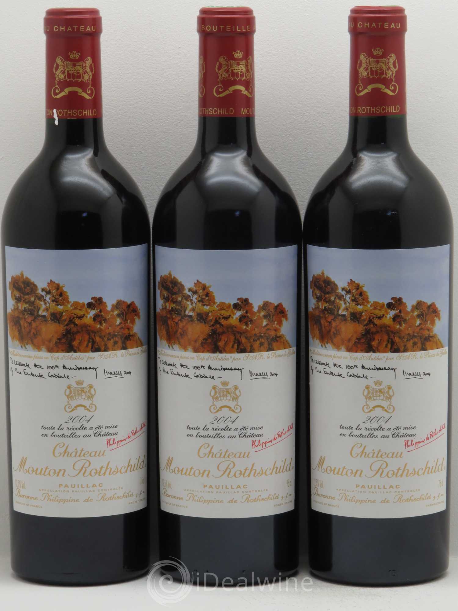 Château Mouton Rothschild 1er Grand Cru Classé 2004 - Lot de 3 bouteilles - 0