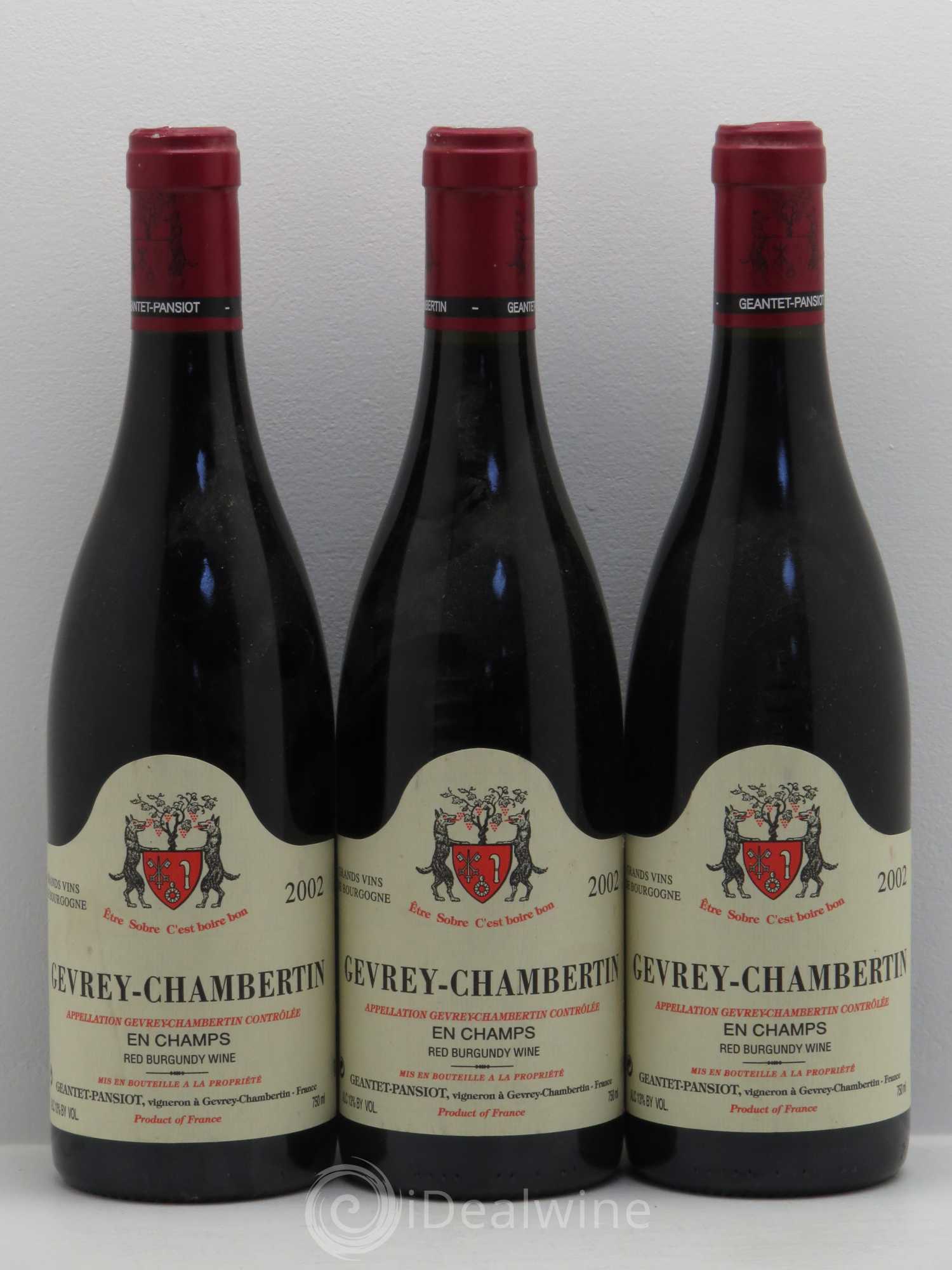 Gevrey-Chambertin En Champs Geantet-Pansiot (sans prix de réserve) 2002 - Lot de 3 bouteilles - 0