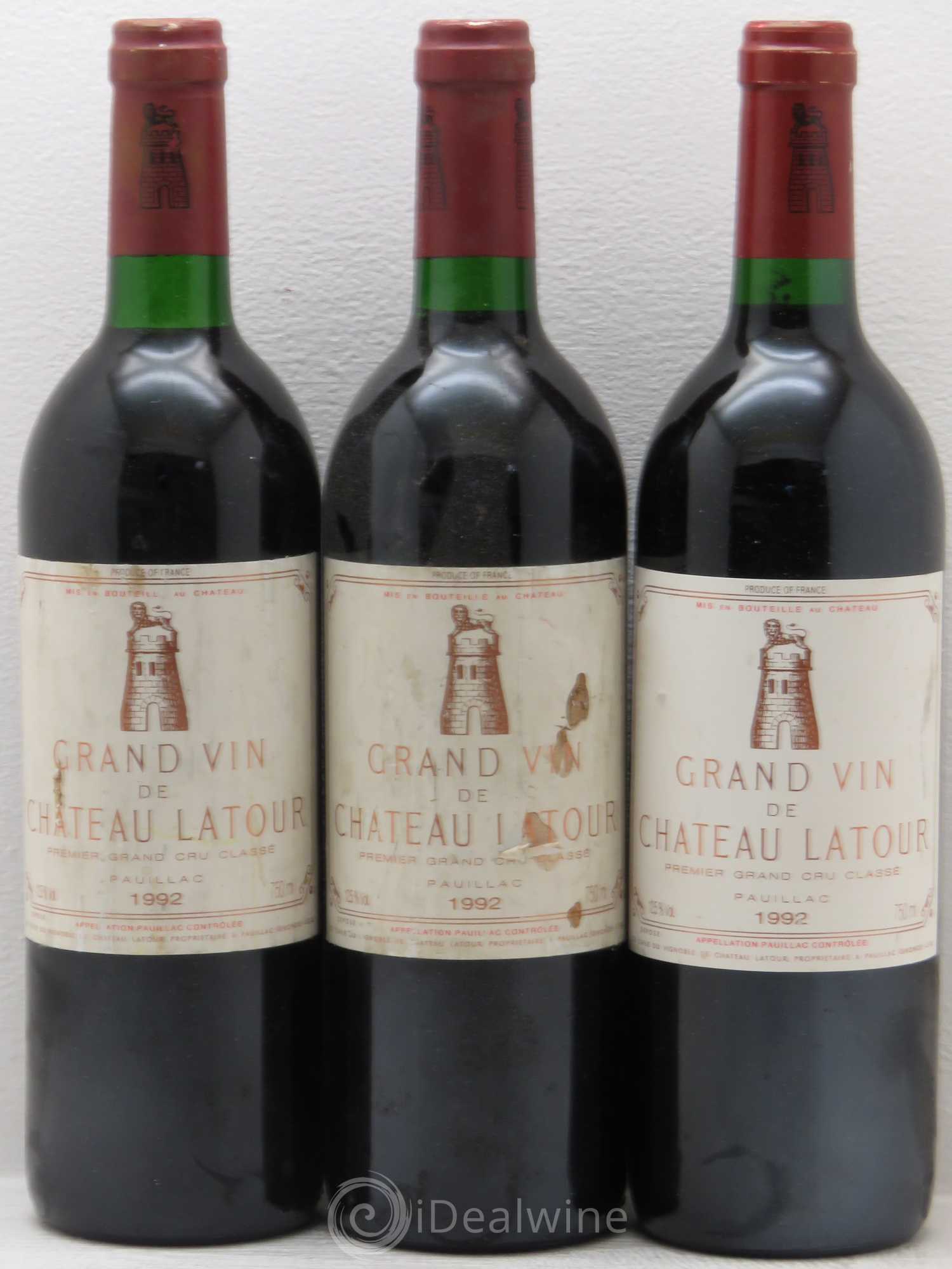 Château Latour 1er Grand Cru Classé 1992 - Lot de 3 bouteilles - 0