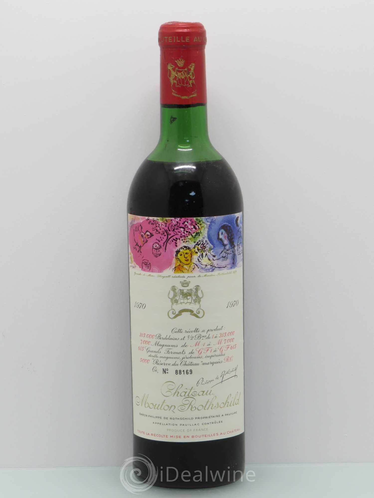 Château Mouton Rothschild 1er Grand Cru Classé (sans prix de réserve) 1970 - Lot de 1 bouteille - 0