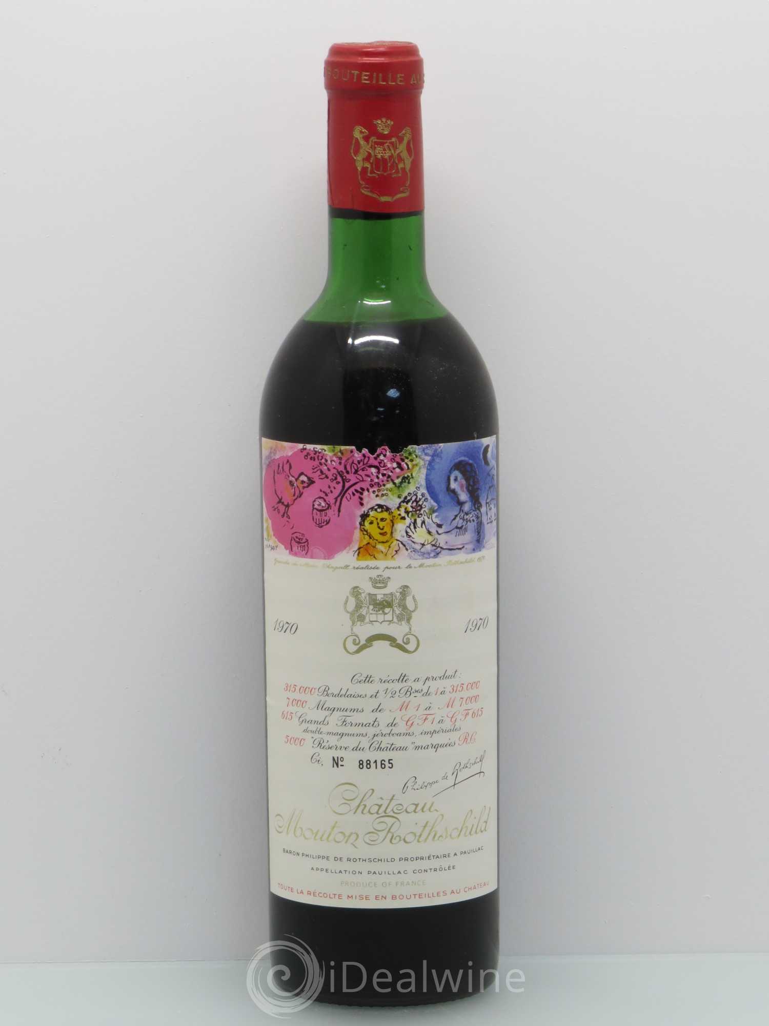 Château Mouton Rothschild 1er Grand Cru Classé (sans prix de réserve) 1970 - Lot de 1 bouteille - 0
