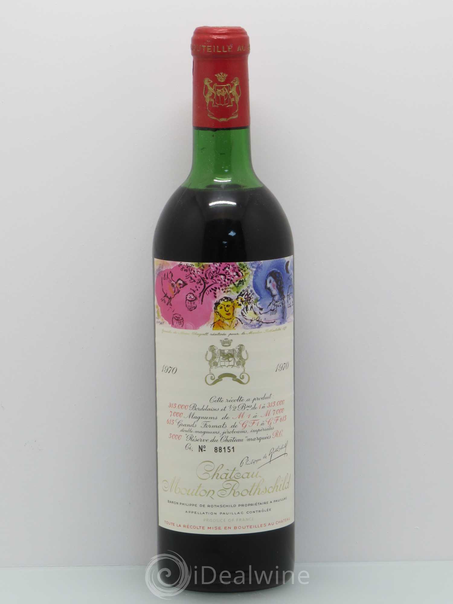 Château Mouton Rothschild 1er Grand Cru Classé (sans prix de réserve) 1970 - Lot de 1 bouteille - 0