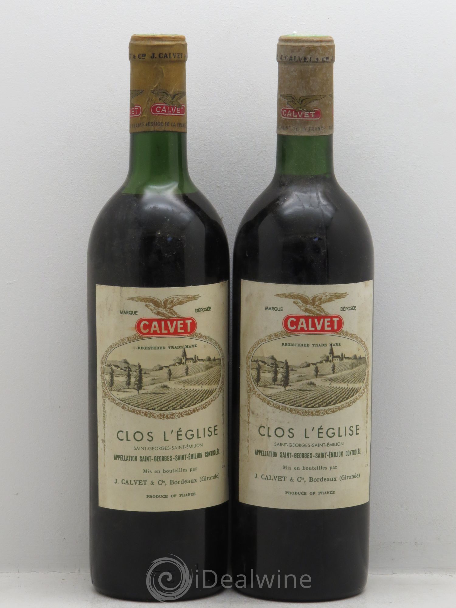 Bordeaux Château Clos l'Eglise Saint-Georges St Emilion (mise négoce Calvet) (sans prix de réserve) 1962 - Posten von 2 Flaschen - 0