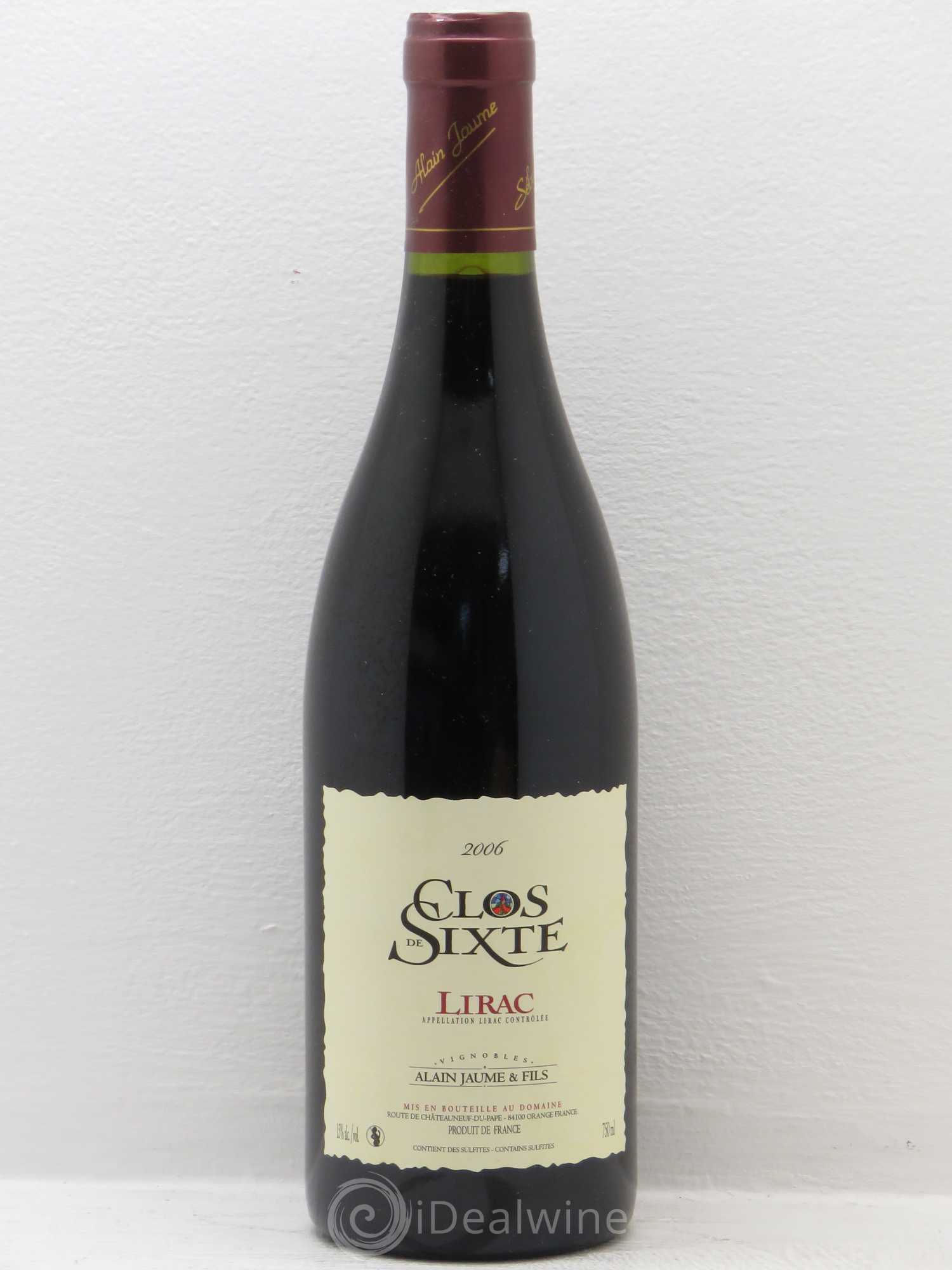 Lirac Clos de Sixte Alain Jaume 2006 - Lot de 1 bouteille - 0