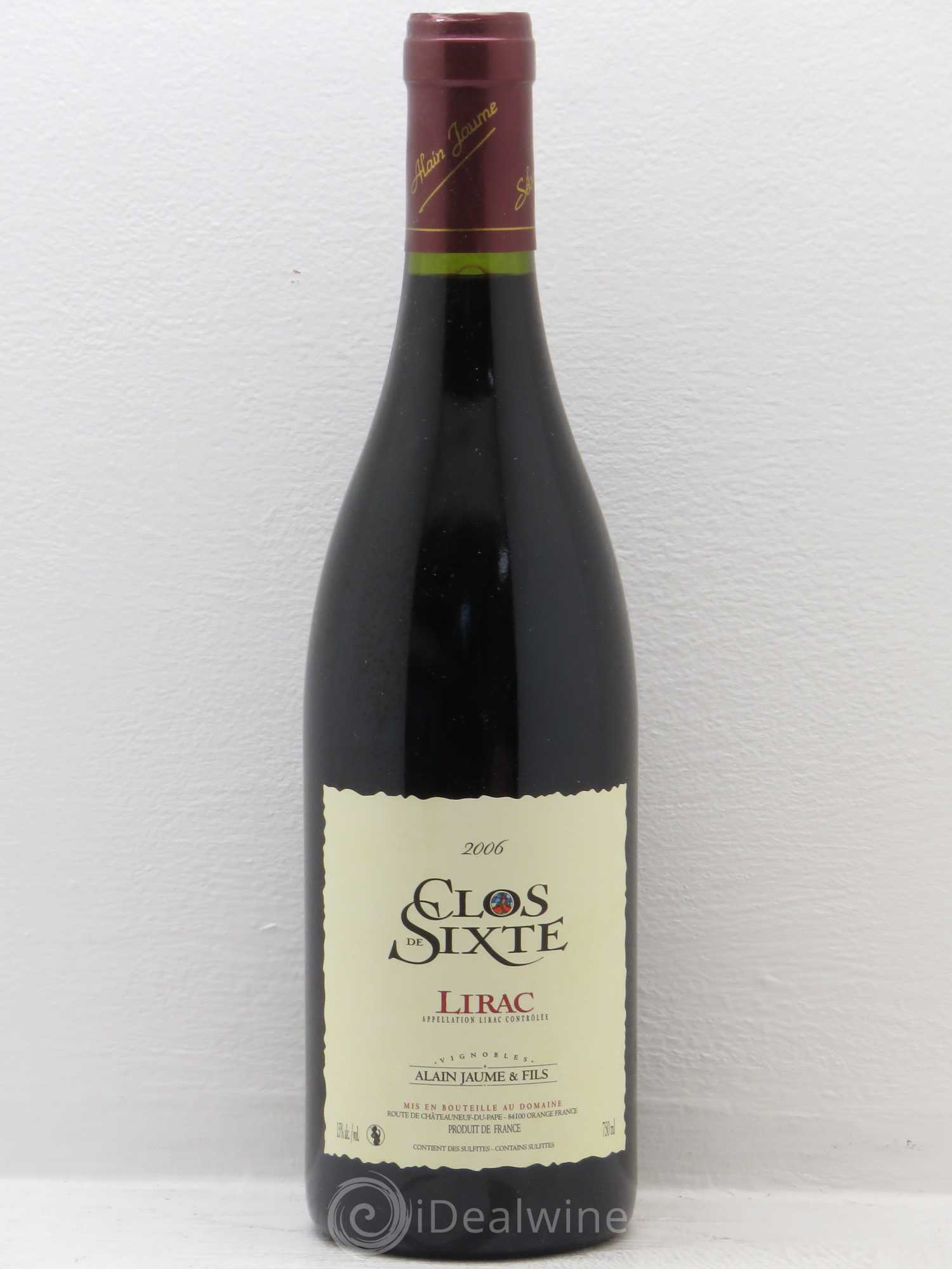 Lirac Clos de Sixte Alain Jaume 2006 - Lot de 1 bouteille - 0