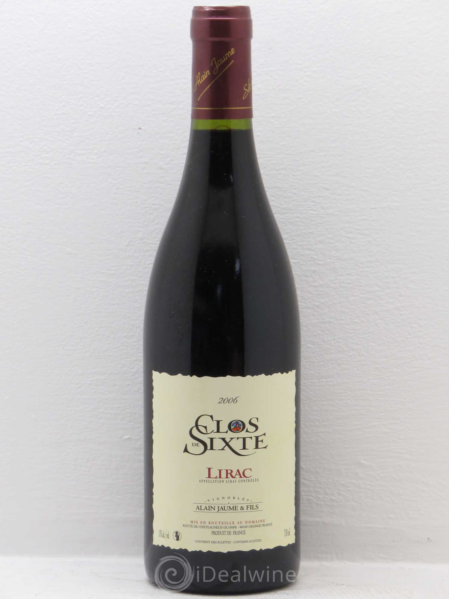Lirac Clos de Sixte Alain Jaume 2006 - Lot de 1 bouteille - 0