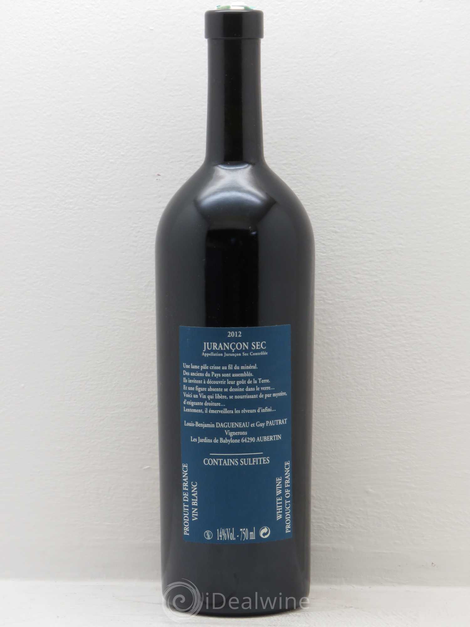 Vin de France(anciennement Jurançon) Les Jardins de Babylone Sec Didier Dagueneau 2012 - Lot de 1 bouteille - 1