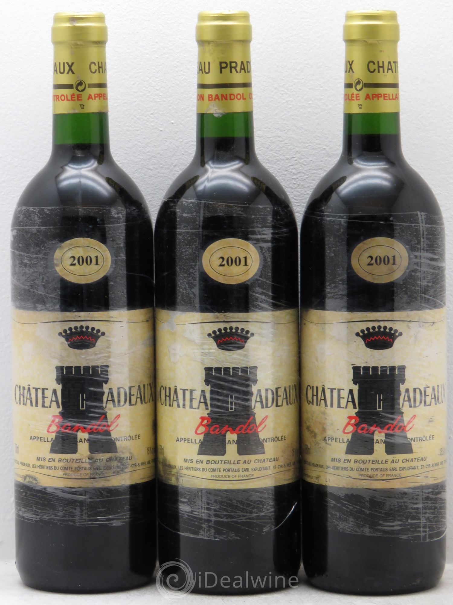 Bandol Château Pradeaux Famille Portalis 2001 - Lot de 3 bouteilles - 0