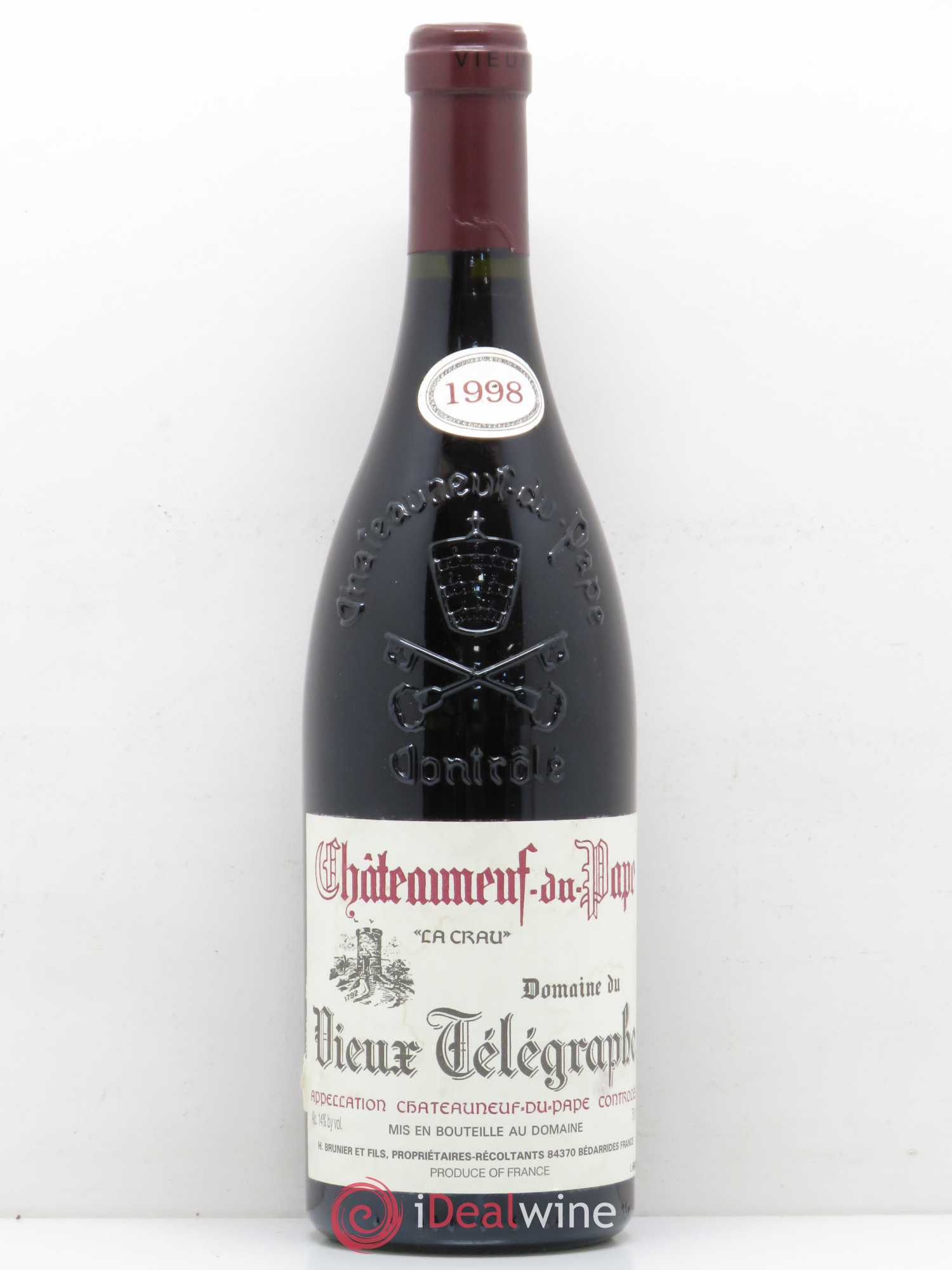 Châteauneuf-du-Pape Vieux Télégraphe (Domaine du) Vignobles Brunier 1998 - Lot de 1 bouteille - 0