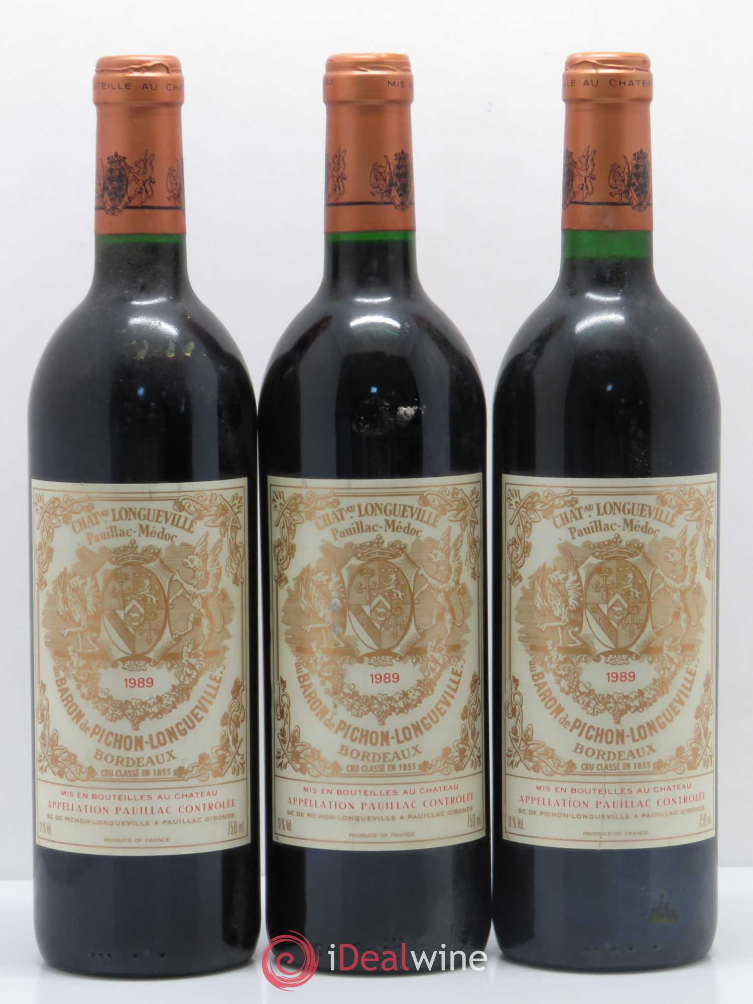 Pichon Longueville Baron 2ème Grand Cru Classé 1989 - Lot de 3 bouteilles - 0