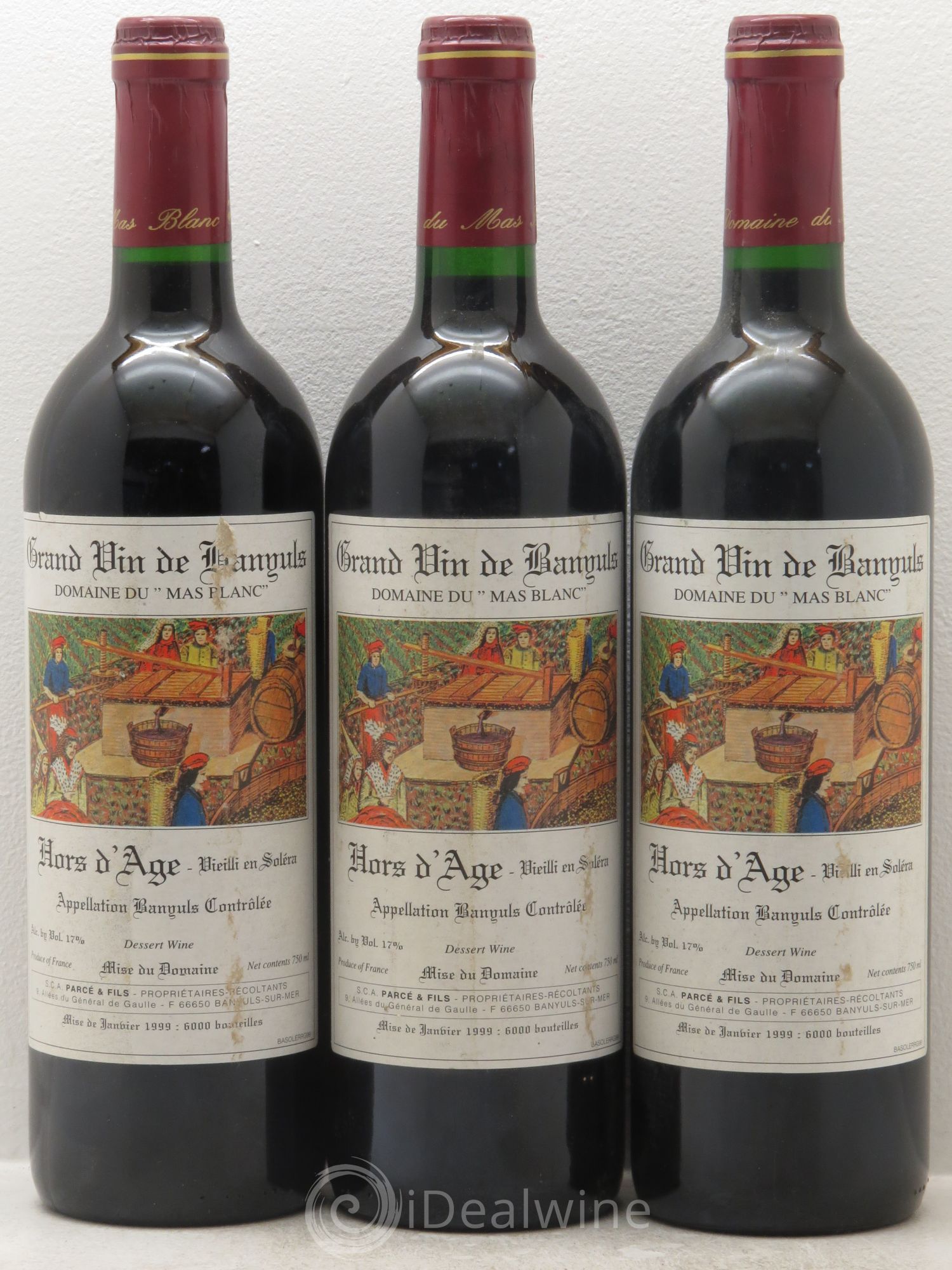 Banyuls Mas Blanc Hors d'Age 1999 - Posten von 3 Flaschen - 0