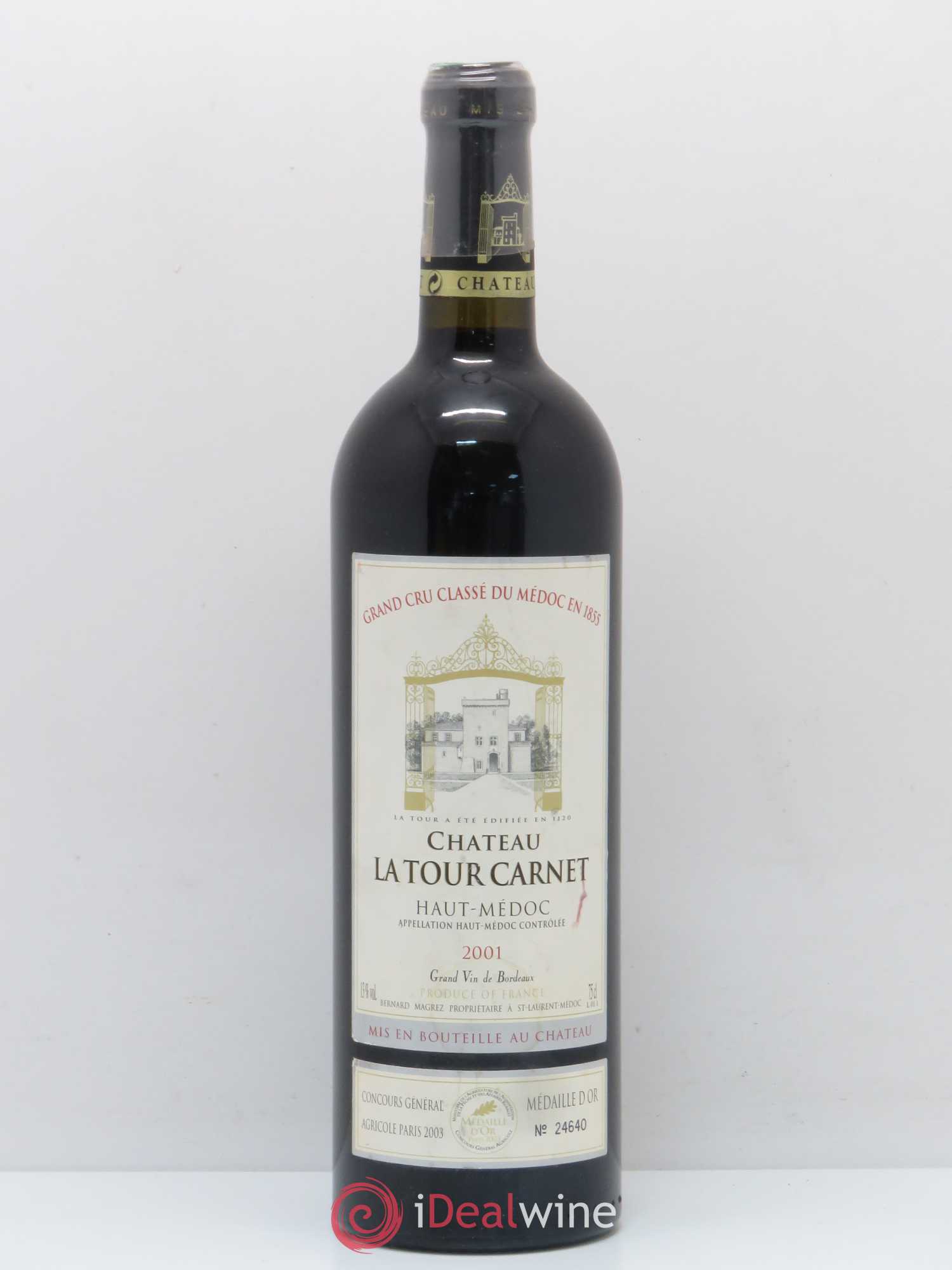 Château la Tour Carnet 4ème Grand Cru Classé 2001 - Lot de 1 bouteille - 0