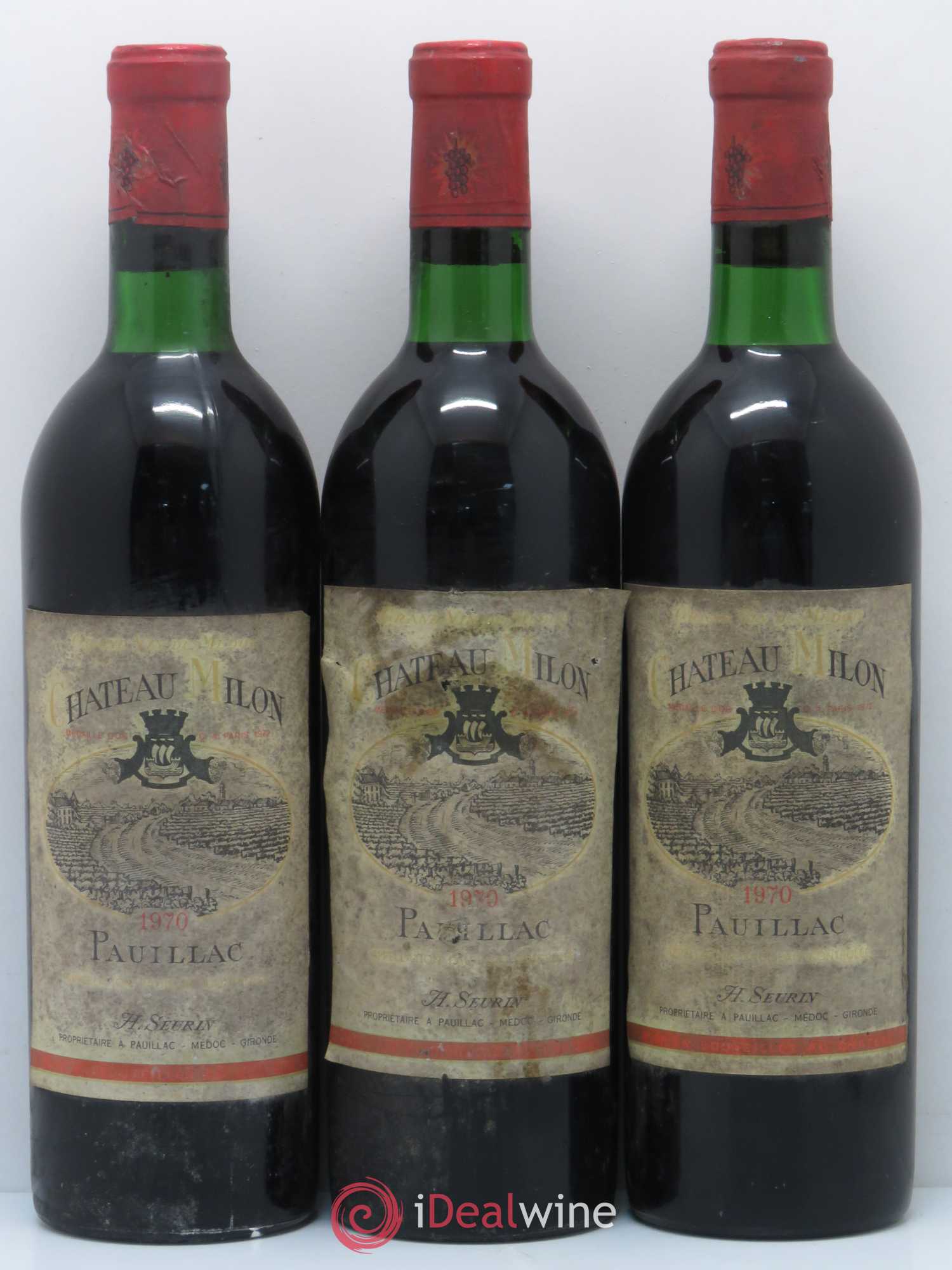 Pauillac Château Milon 1970 - Lot de 3 bouteilles - 0