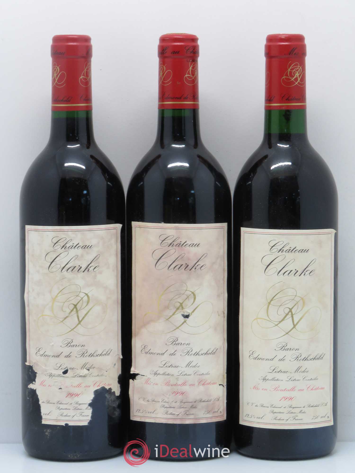 Château Clarke 1990 - Lot de 3 bouteilles - 0