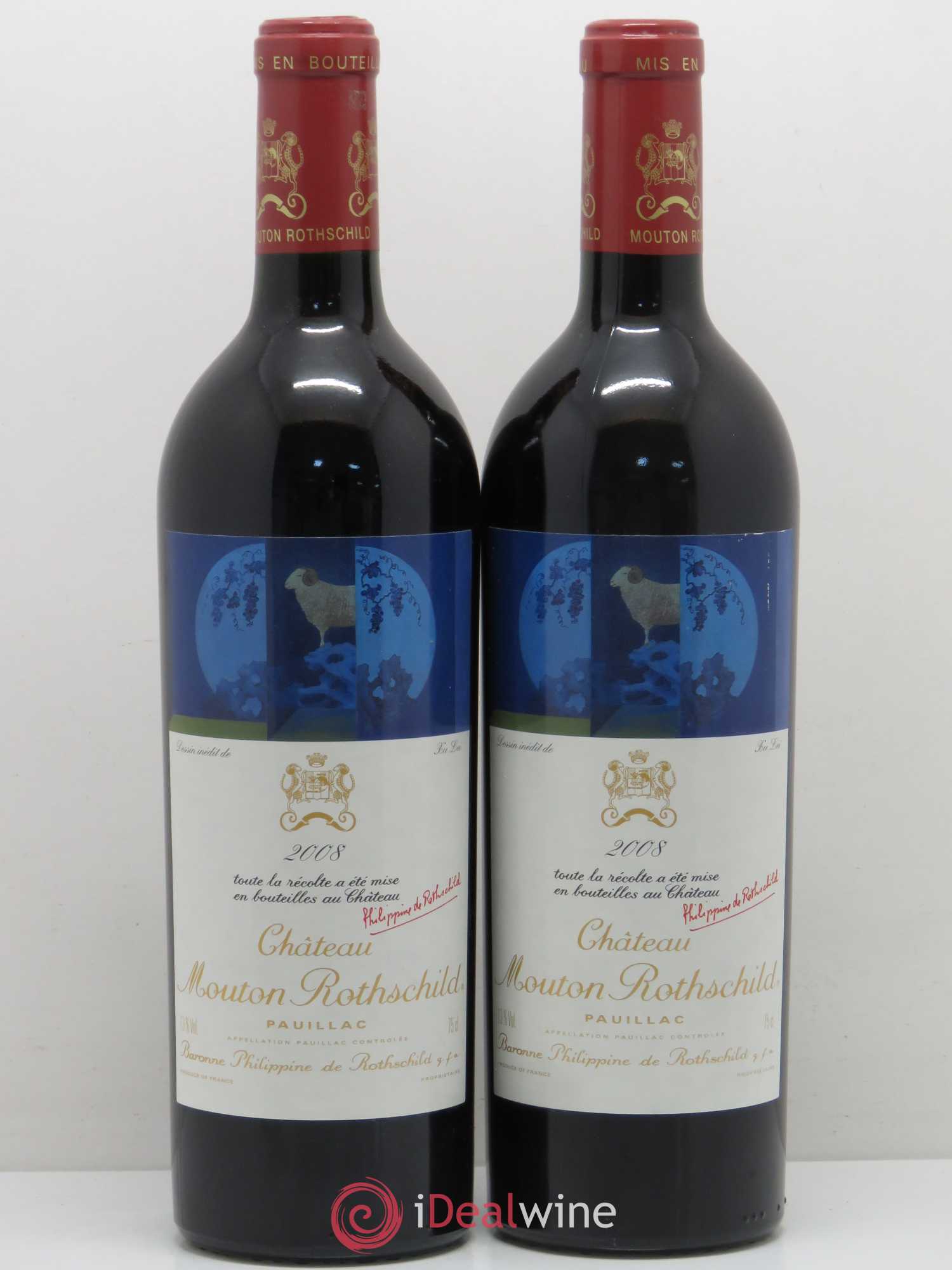 Château Mouton Rothschild 1er Grand Cru Classé 2008 - Lot de 2 bouteilles - 0
