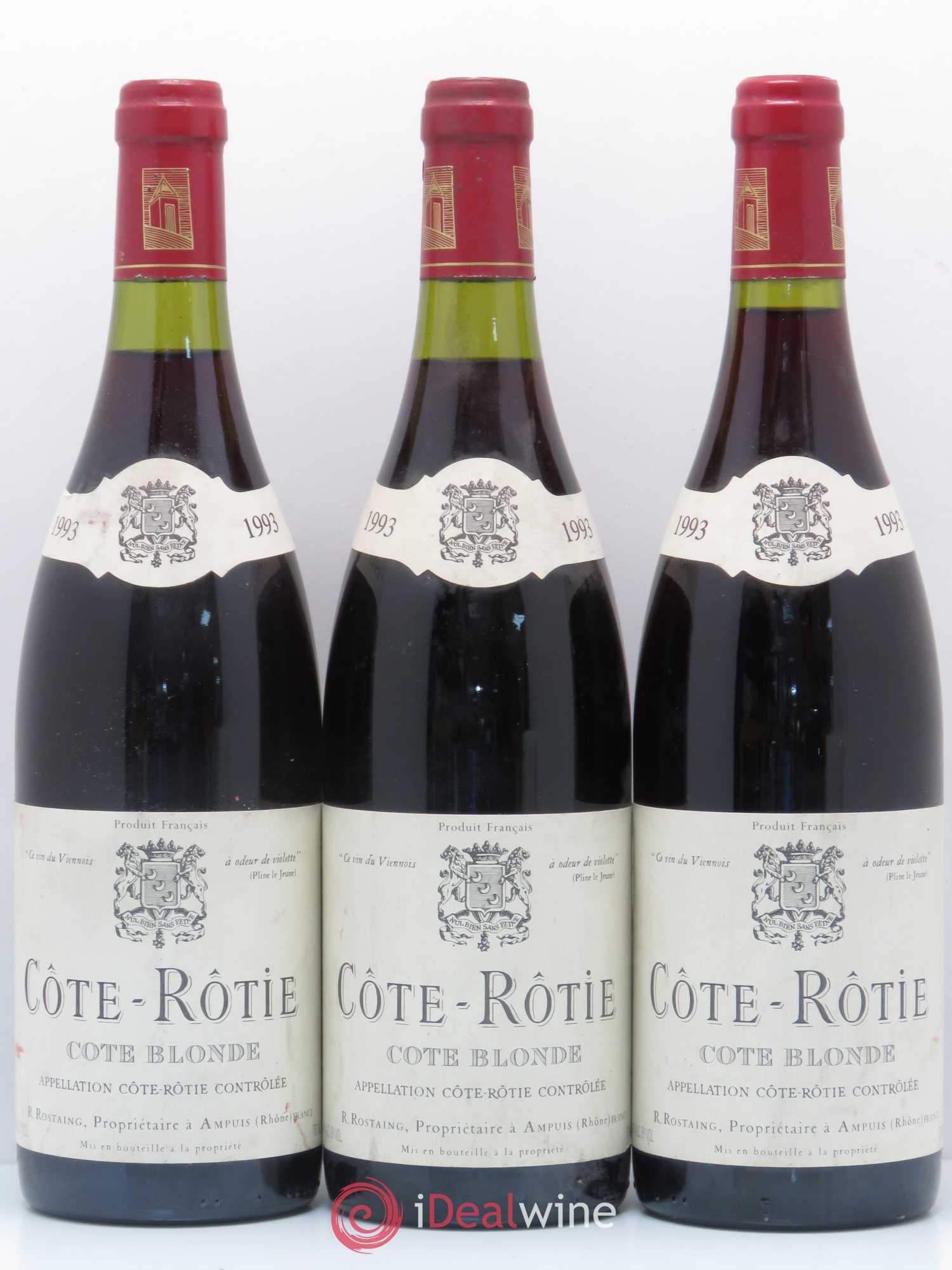 Côte-Rôtie Côte Blonde René Rostaing 1993 - Lot of 3 bottles - 0