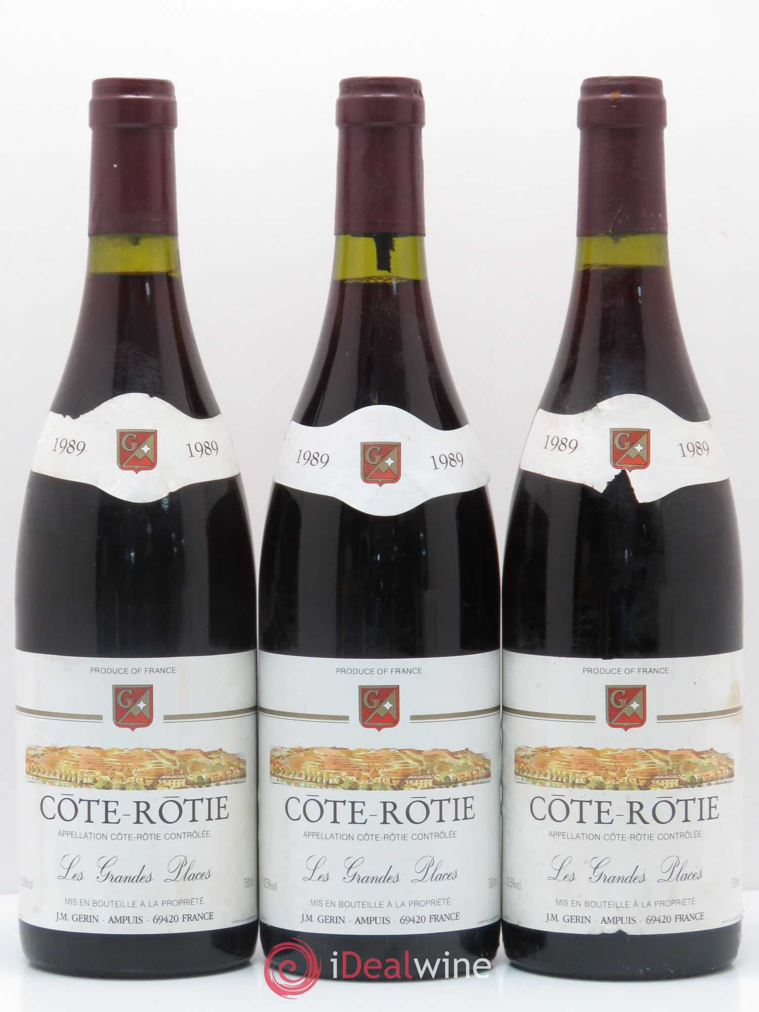 Côte-Rôtie Les Grandes Places Jean-Michel Gerin 1989 - Lot de 3 bouteilles - 0
