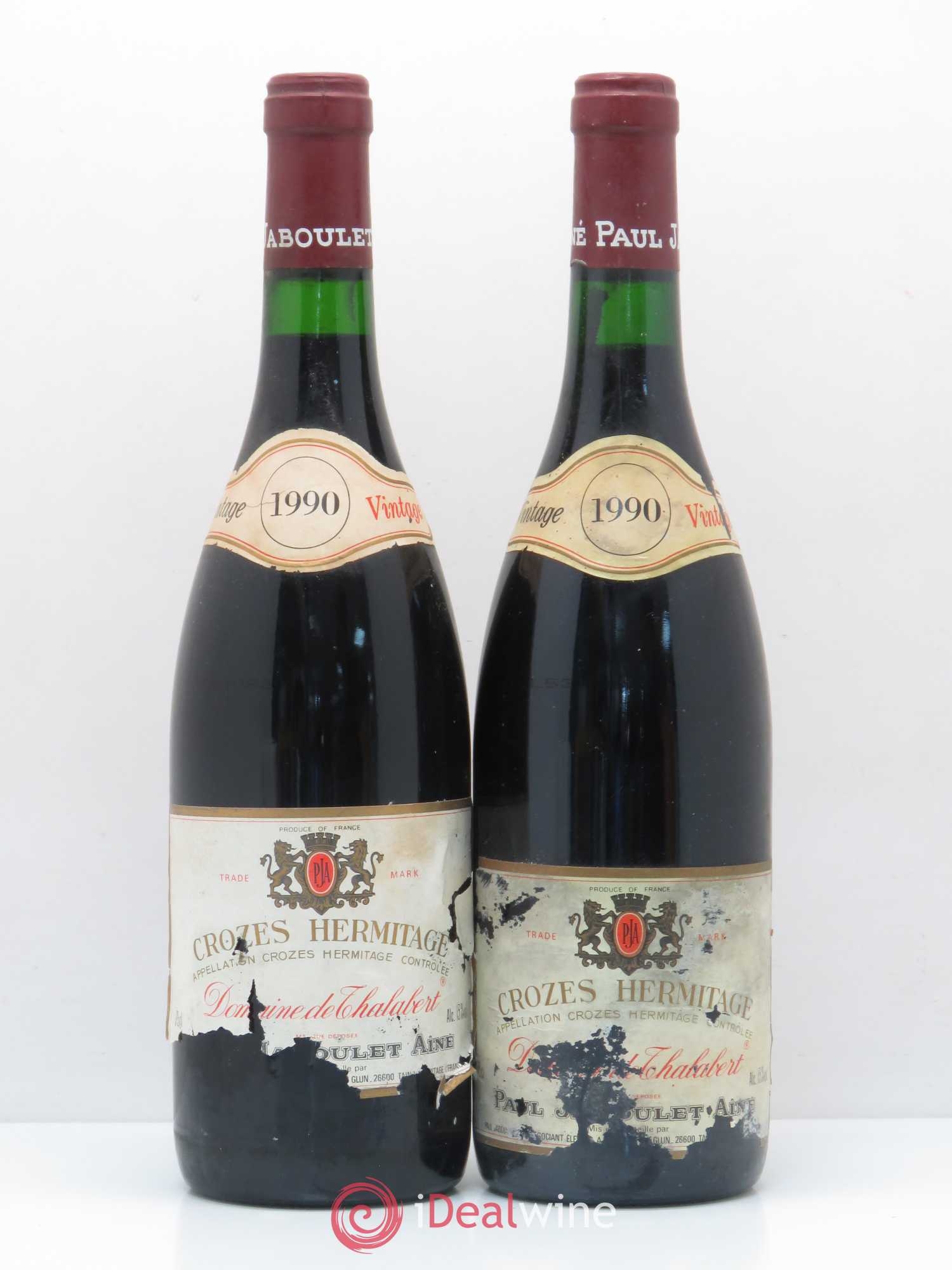 Crozes-Hermitage Domaine de Thalabert Paul Jaboulet Ainé 1990 - Lot de 2 bouteilles - 0