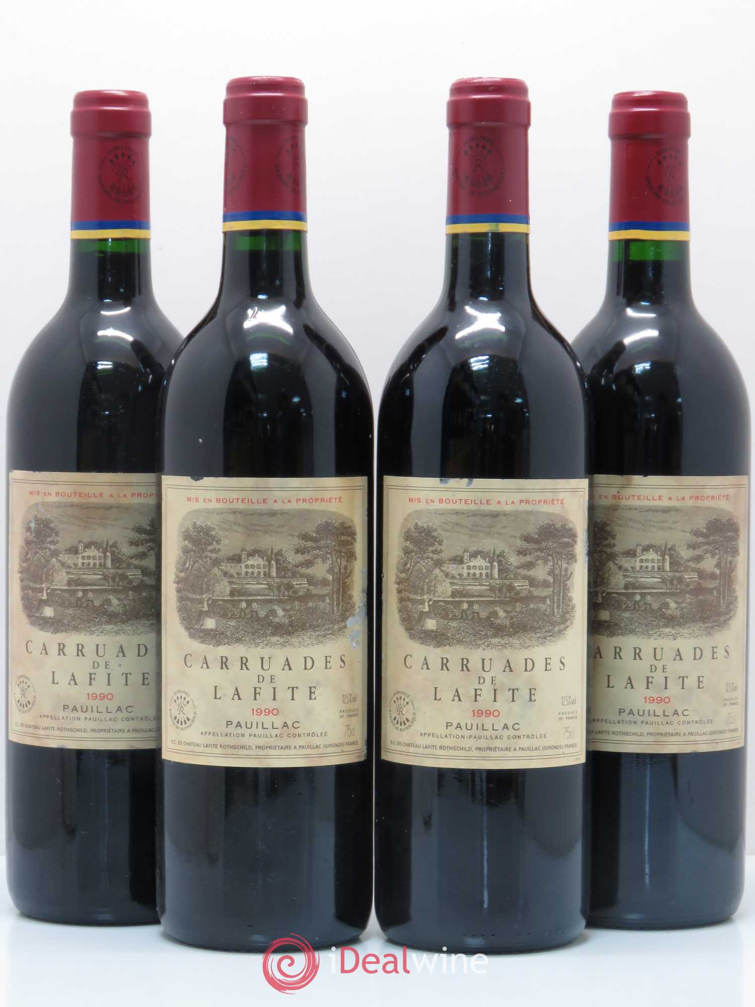 Carruades de Lafite Rothschild Second Vin 1990 - Lot de 4 bouteilles - 0