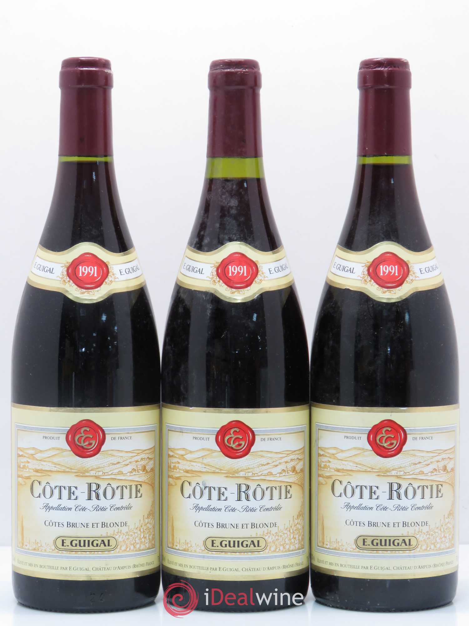 Côte-Rôtie Côtes Brune et Blonde Guigal 1991 - Lot de 3 bouteilles - 0