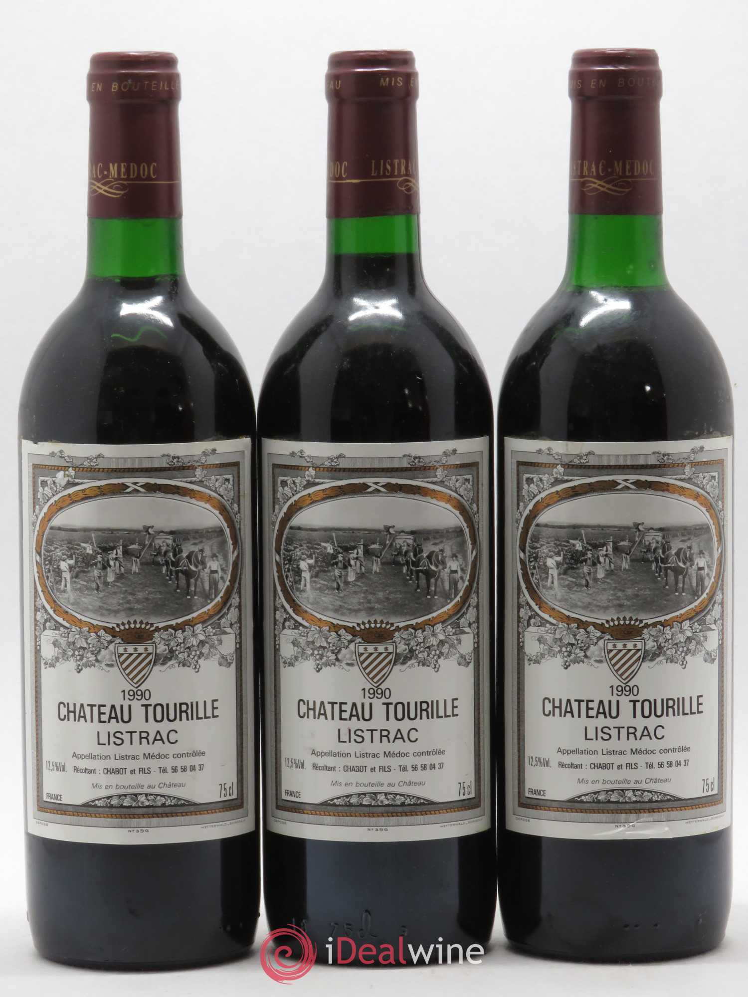Listrac Château Tourille 1990 - Lot de 3 bouteilles - 0