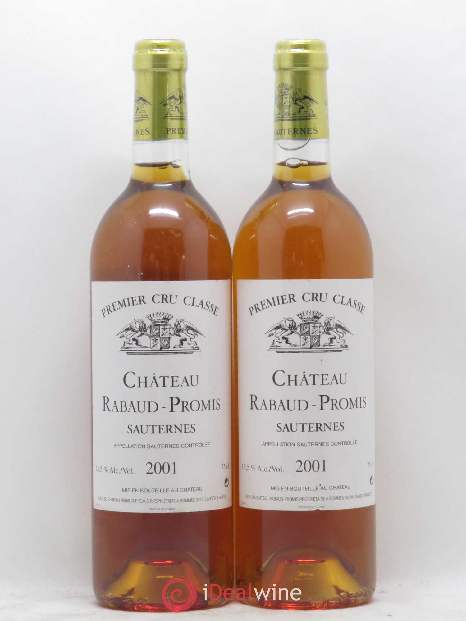 Château Rabaud Promis 1er Grand Cru Classé 2001 - Lotto di 2 bottiglie - 0