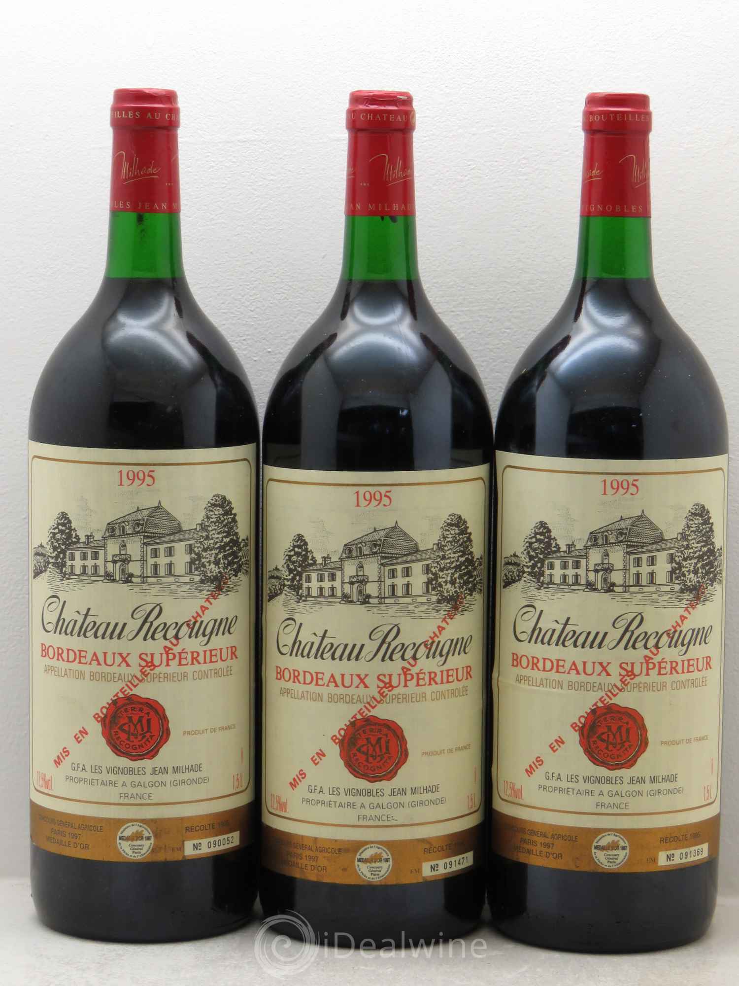 Château Recougne 1995 - Lot de 3 magnums - 0