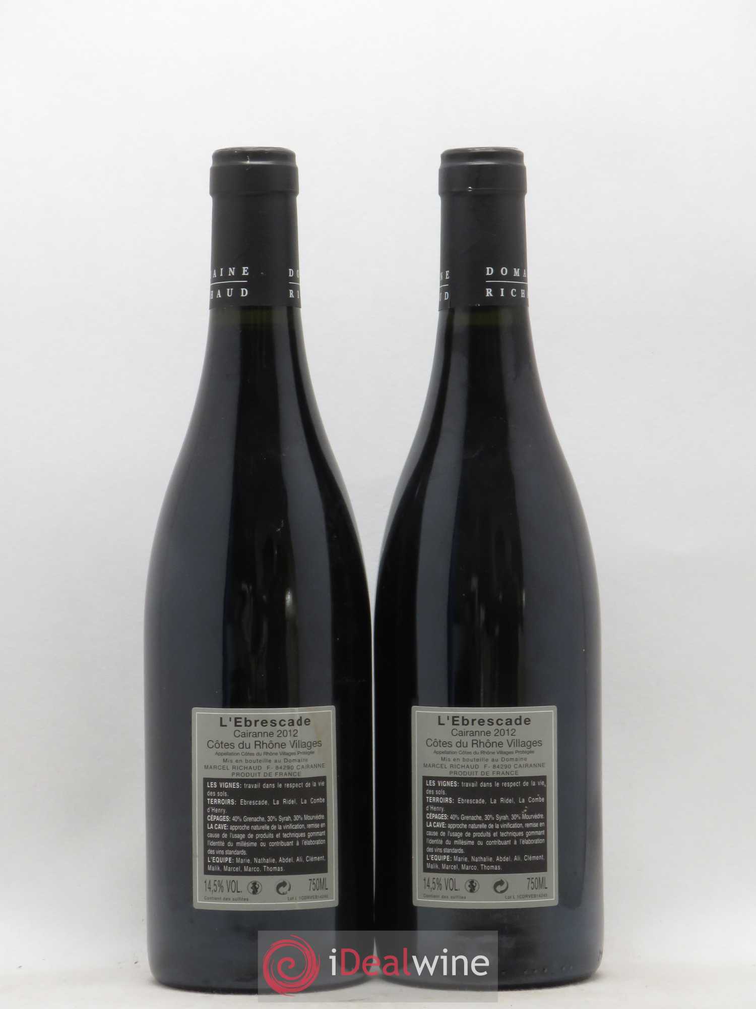 Cairanne Ebrescade Marcel Richaud 2012 - Lot de 2 bouteilles - 1