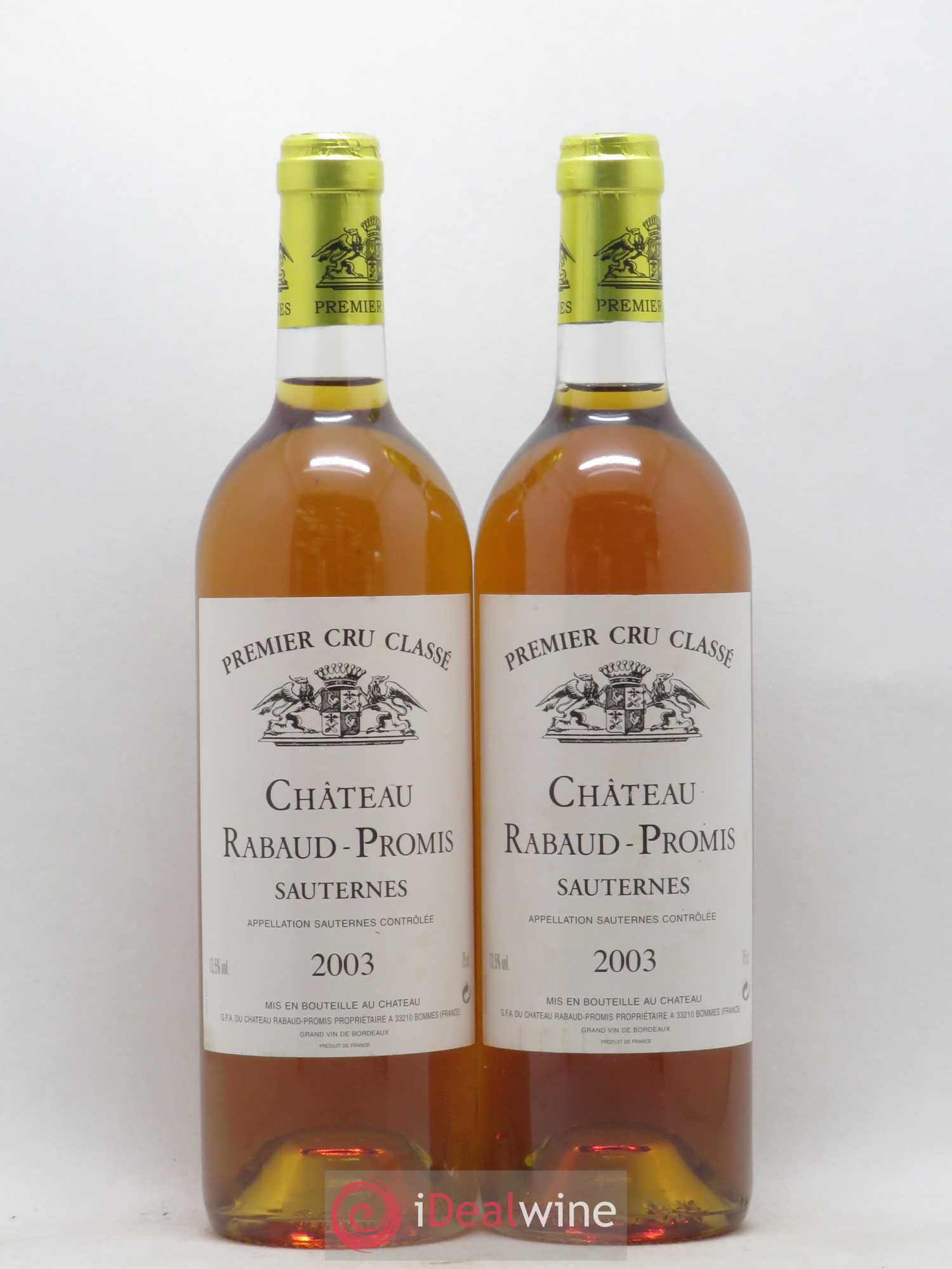 Château Rabaud Promis 1er Grand Cru Classé 2003 - Lotto di 2 bottiglie - 0