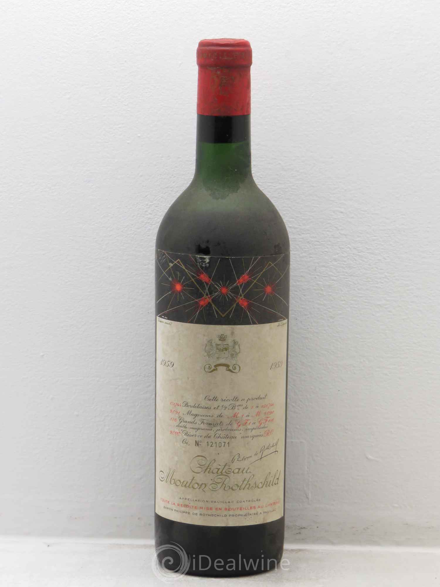 Château Mouton Rothschild 1er Grand Cru Classé 1959 - Lot de 1 bouteille - 0