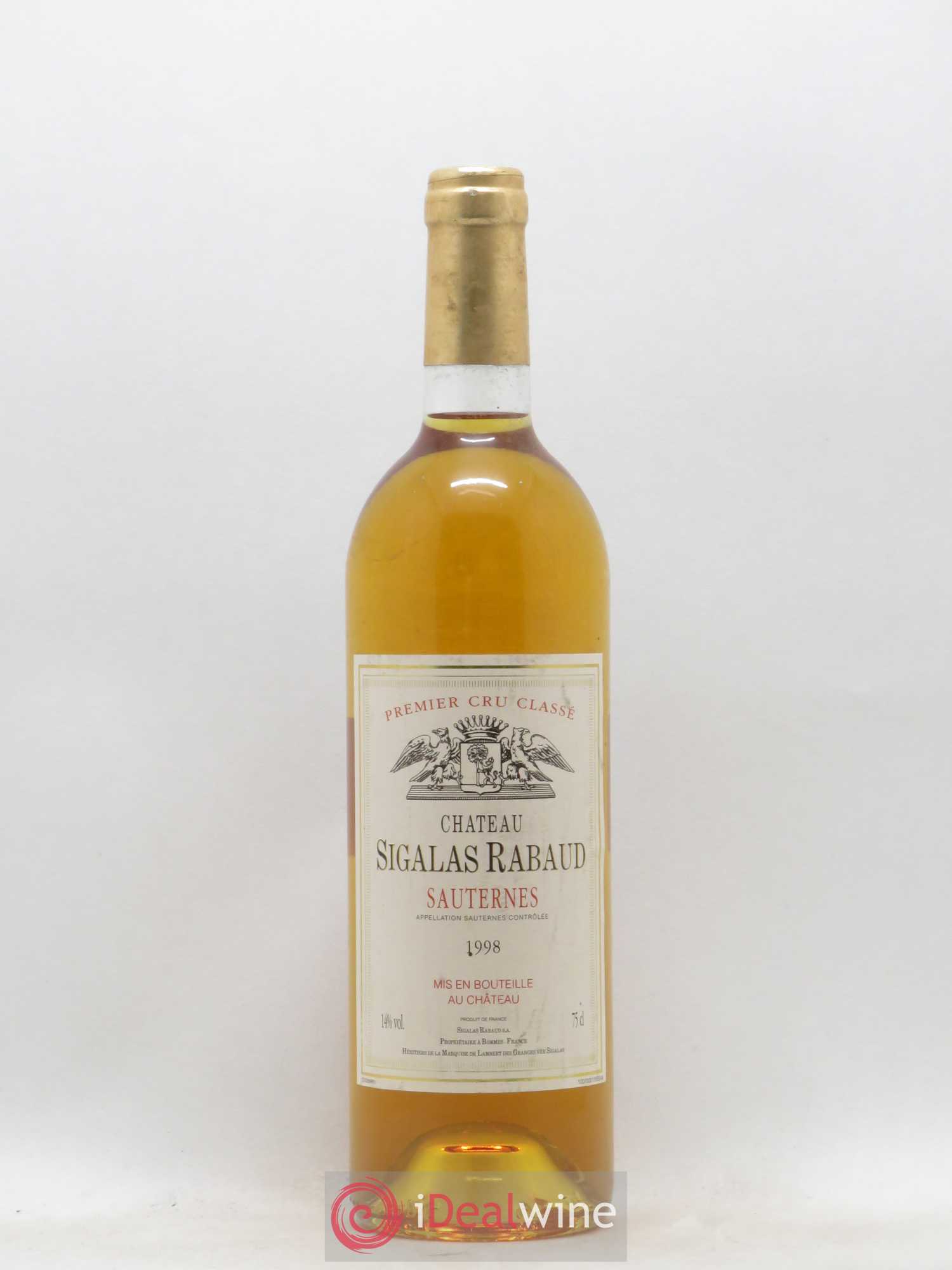 Château Sigalas Rabaud 1er Grand Cru Classé 1998 - Lot de 1 bouteille - 0