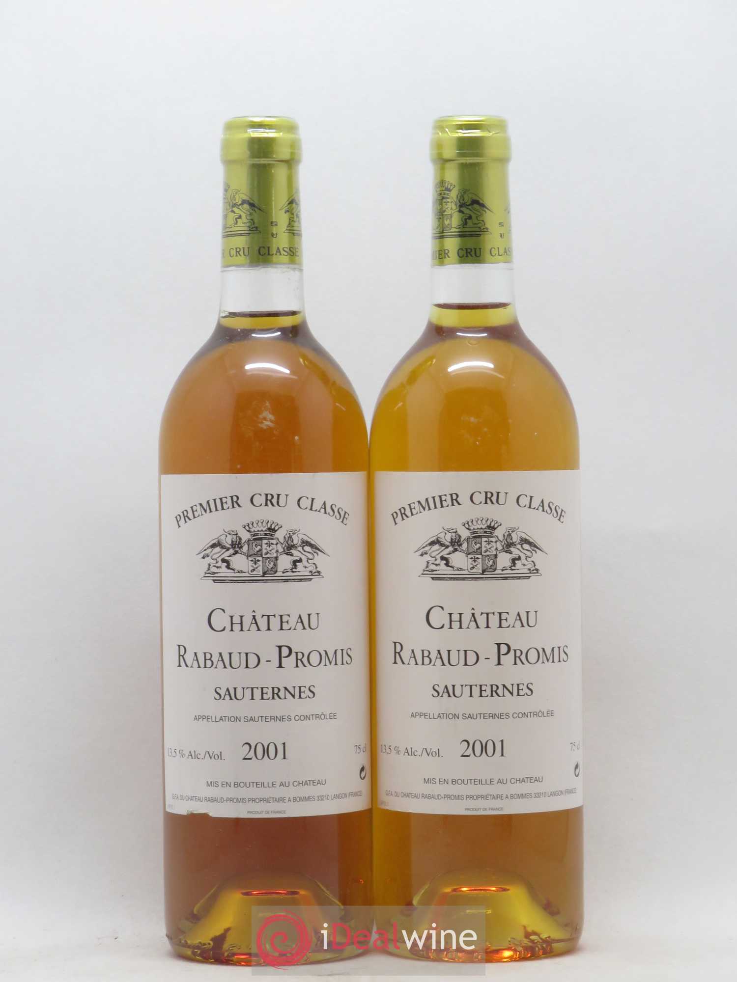 Château Rabaud Promis 1er Grand Cru Classé 2001 - Lotto di 2 bottiglie - 0