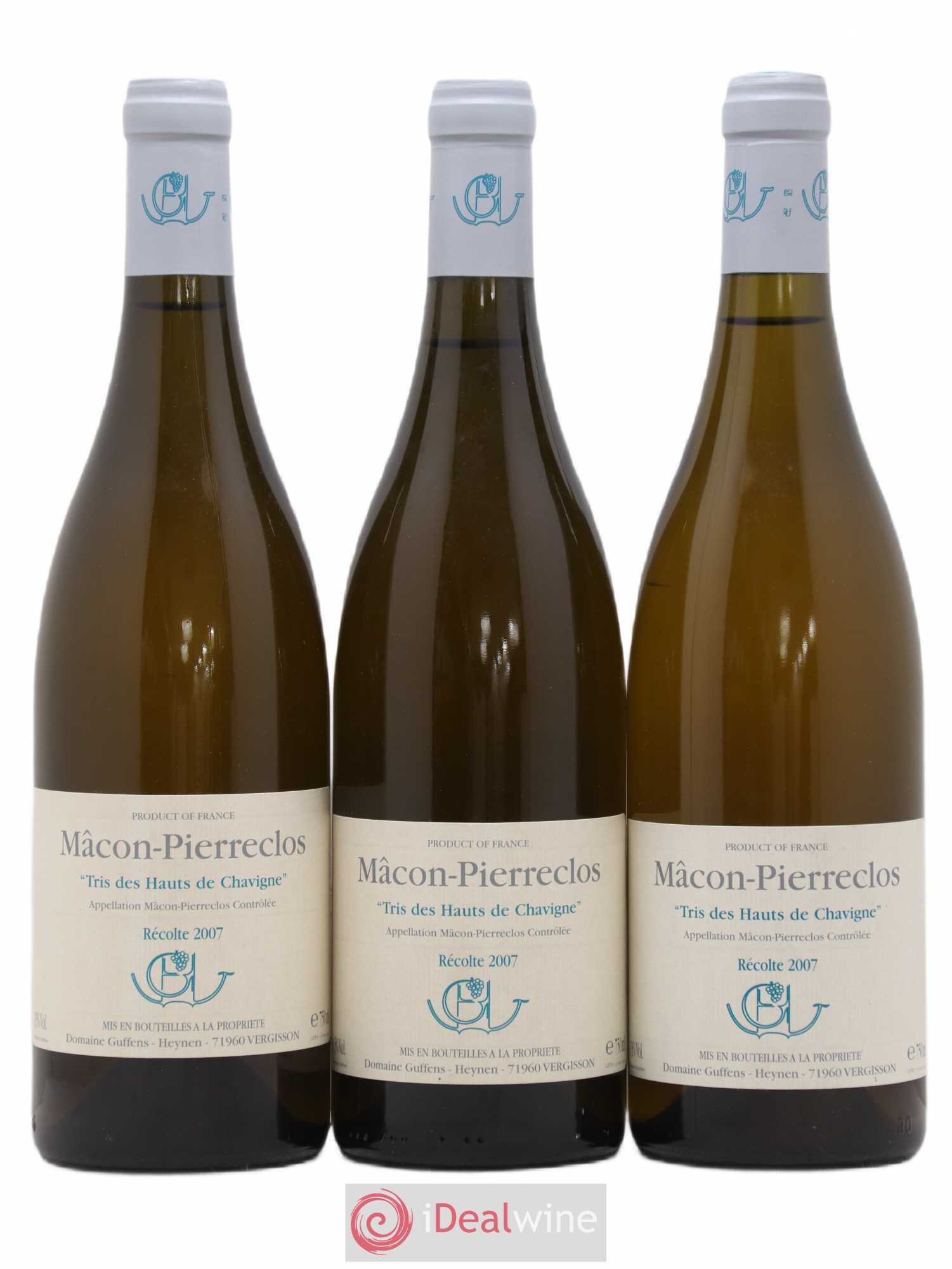 Mâcon-Pierreclos Tris des Hauts de Chavigne Guffens-Heynen 2007 - Lot de 3 bouteilles - 0