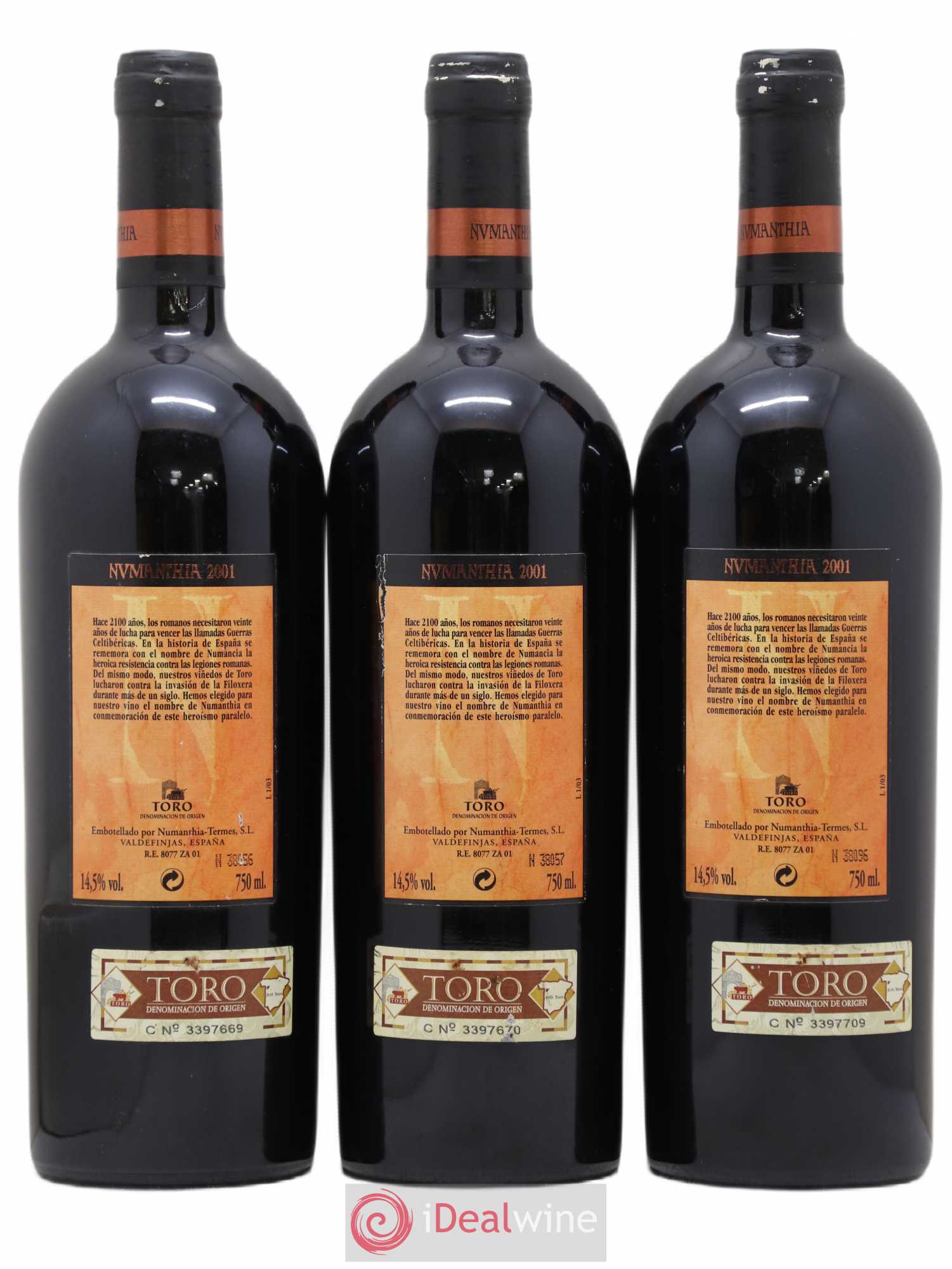 Toro DO Bodega Numanthia Numanthia (sans prix de réserve) 2001 - Lot de 3 bouteilles - 1