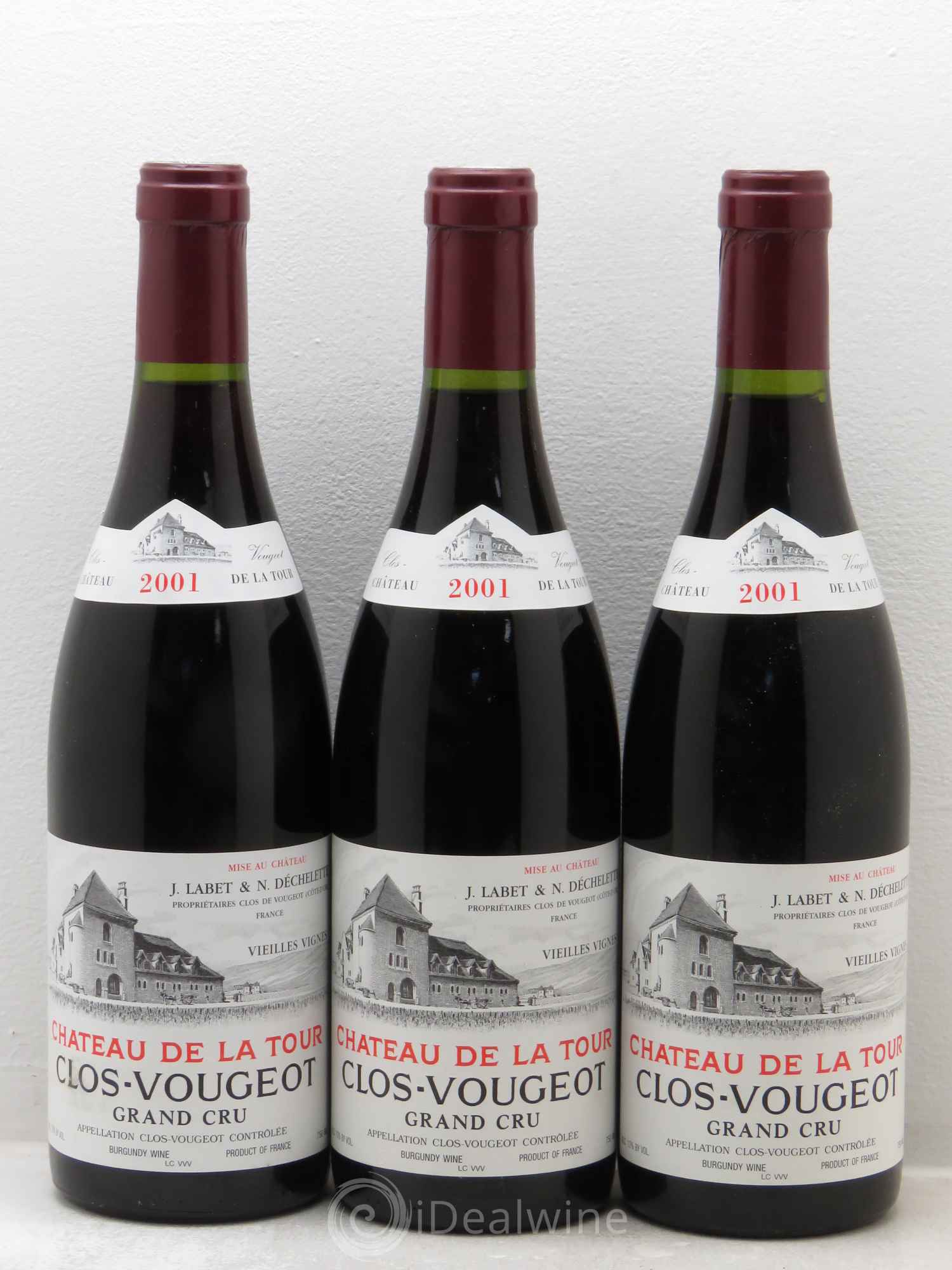 Clos de Vougeot Grand Cru Vieilles Vignes Château de La Tour 2001 - Lot de 3 bouteilles - 0