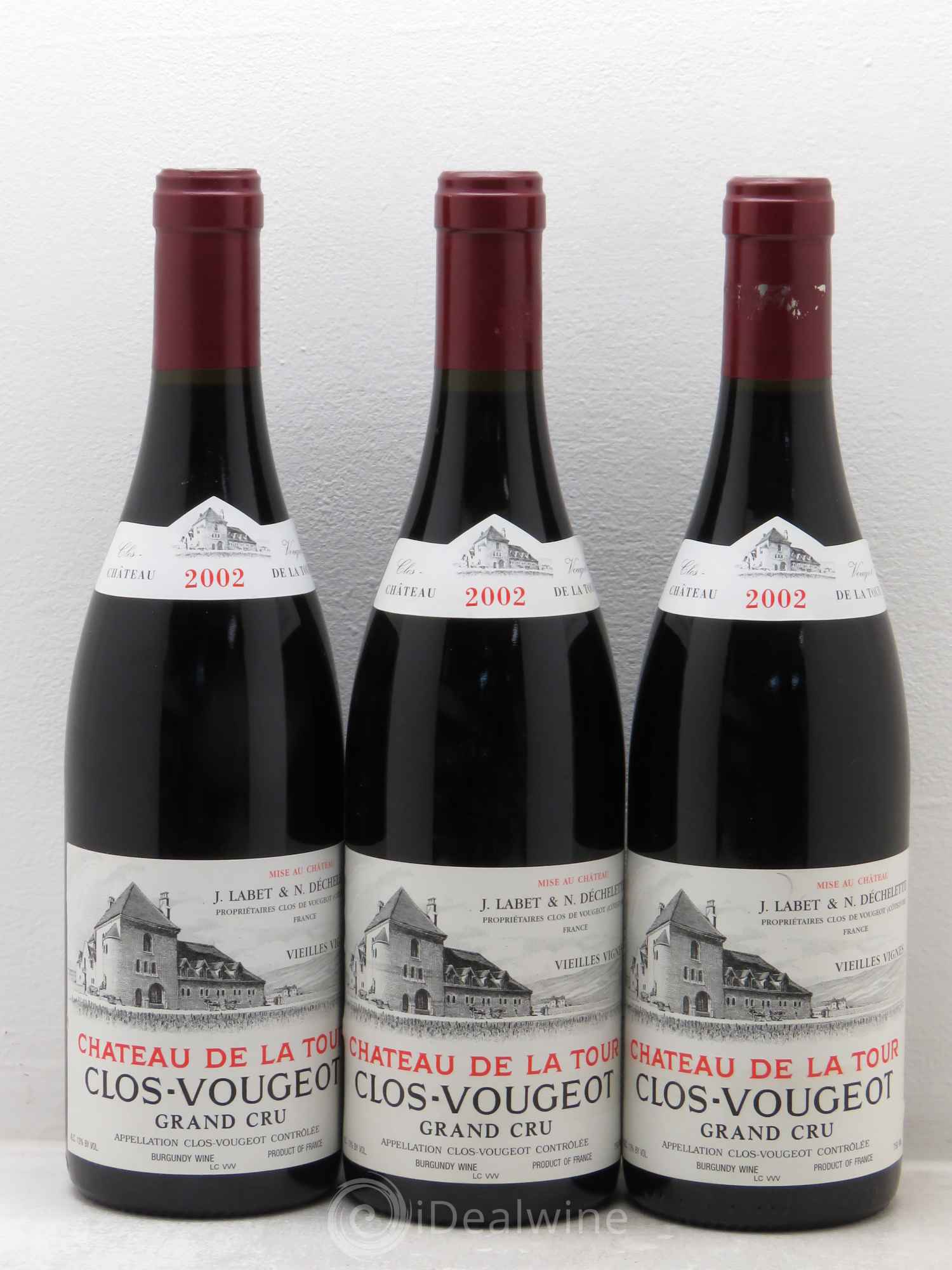 Clos de Vougeot Grand Cru Vieilles Vignes Château de La Tour 2002 - Lot de 3 bouteilles - 0